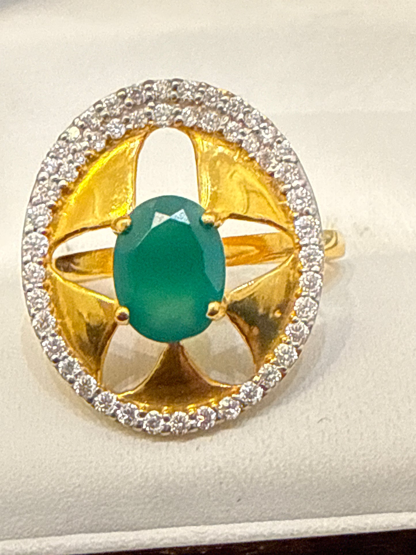 Gemstone Ring 22K Gold 6.5Size , Weight: 4.6g SKU:RW084