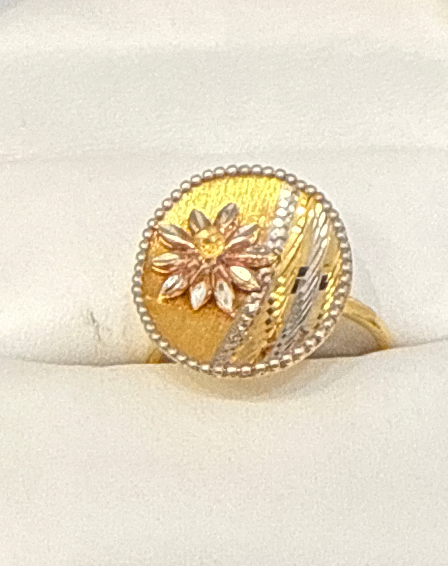 Modern Matt Polished in Rose Gold, Rhodium and Gold, 22K Gold Ring Design, Size adjustable 5-12, 4.7g SKU: R0152W