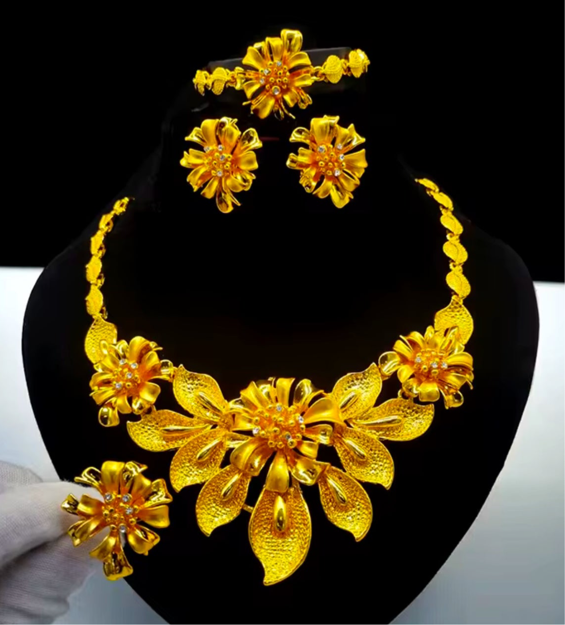 1 Gram 24k Gold Plated Sterling Silver Modern Set 38301