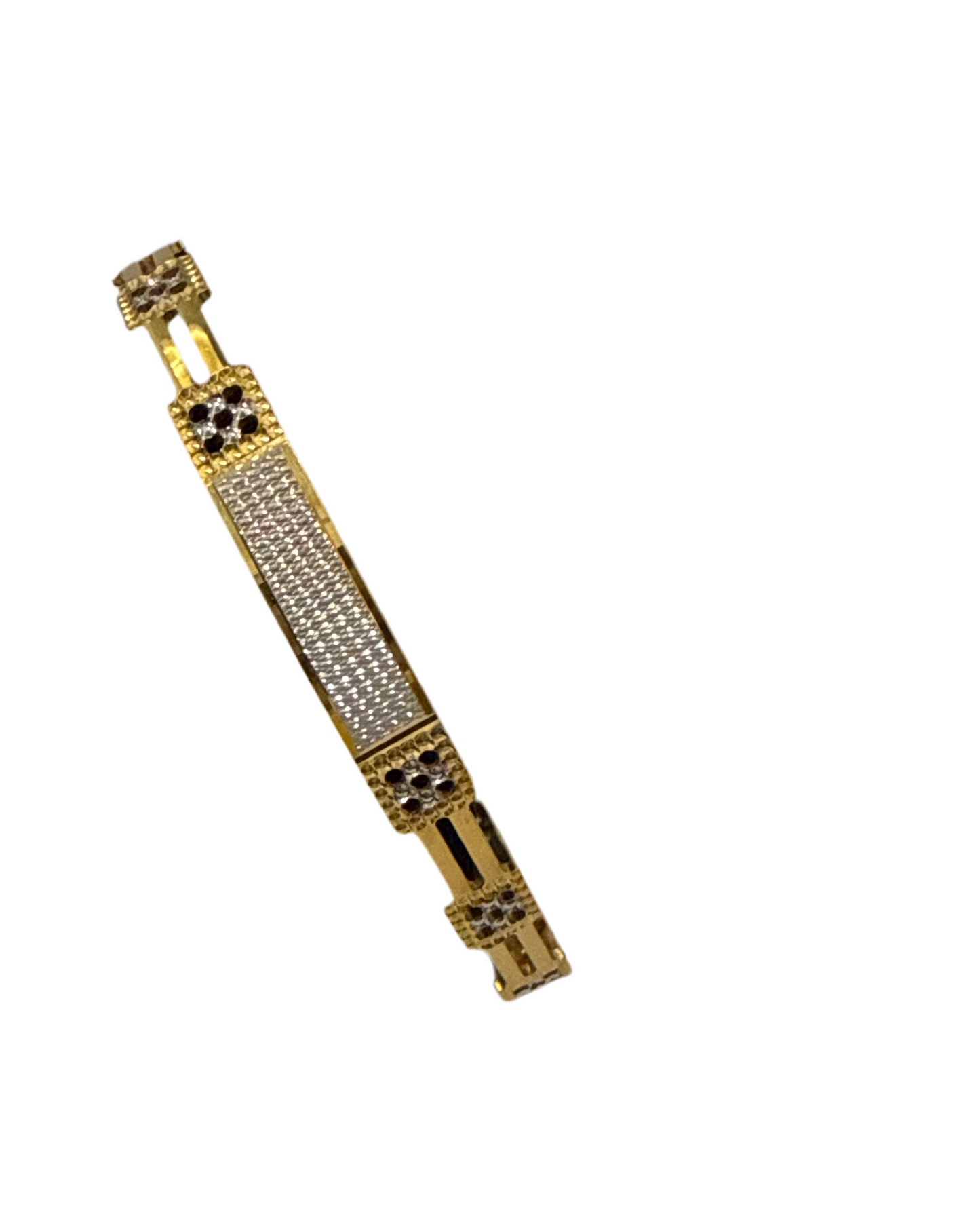 Oro - Italian Designer 22K in two Color Gold and Rhodium Plated Stackable Bangle. 2.6 inches - 14g SKU:BR061