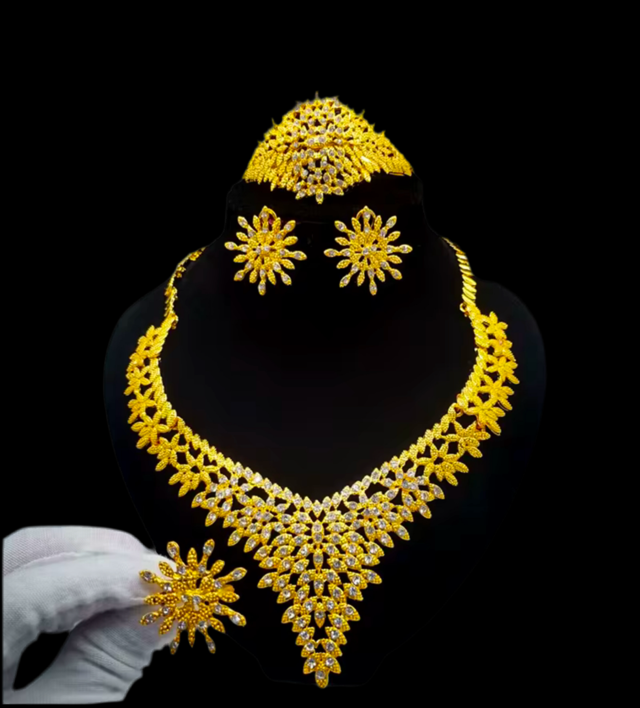 1 Gram 24k Gold Plated Sterling Silver Modern Set 3826