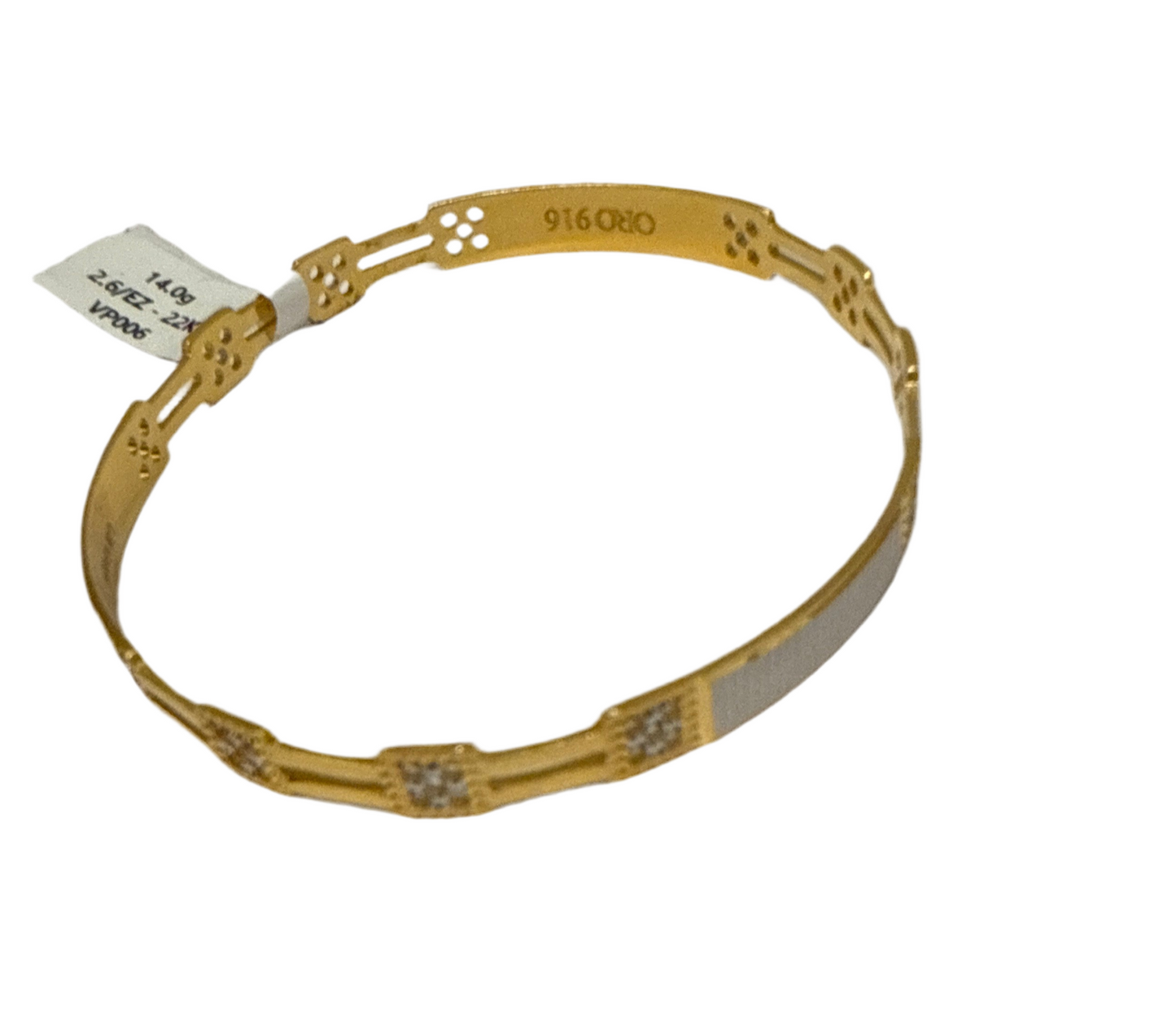 Oro - Italian Designer 22K in two Color Gold and Rhodium Plated Stackable Bangle. 2.6 inches - 14g SKU:BR061