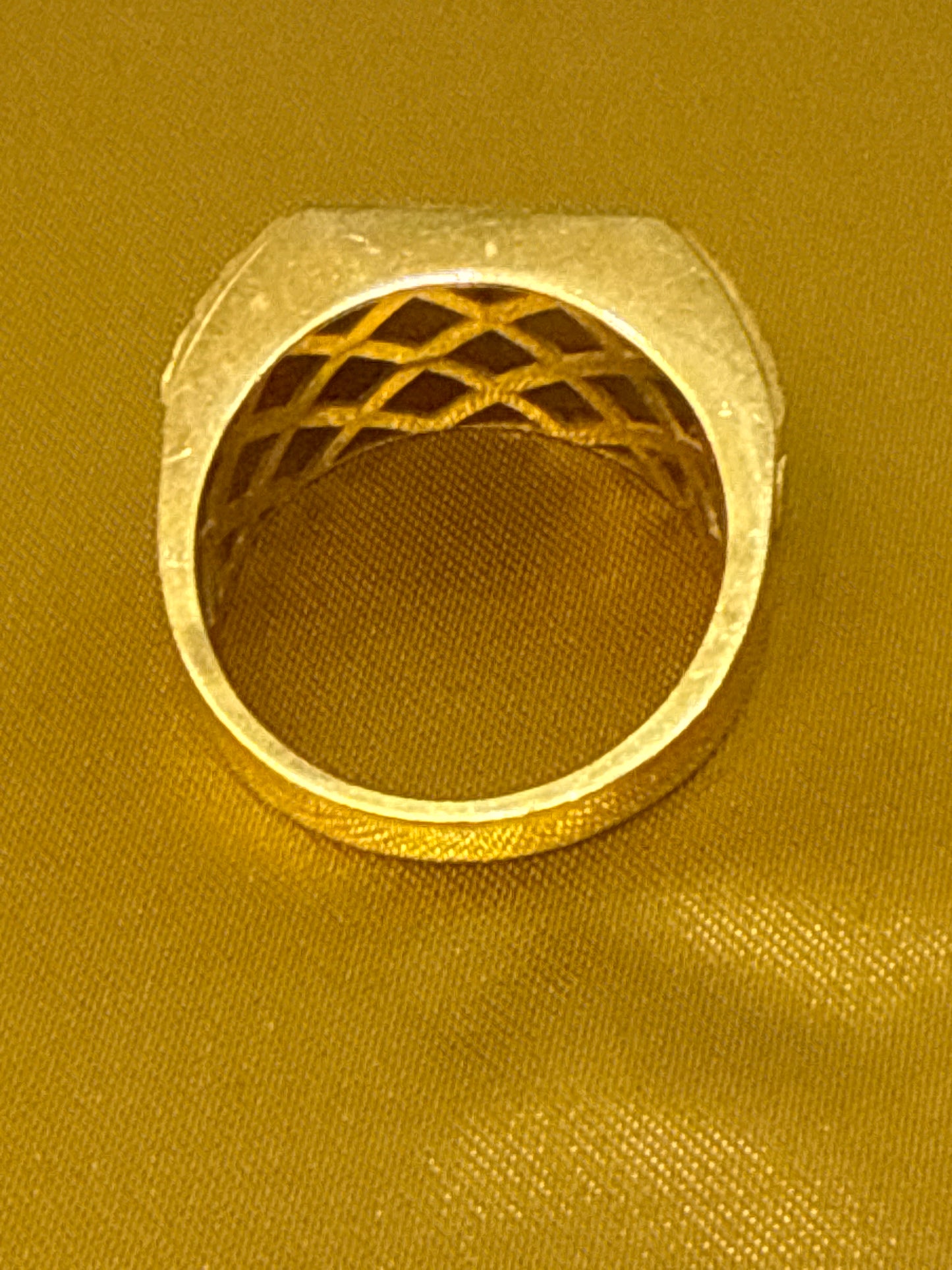 Mens Wedding anniversary Ring Greek Key Design with Black Enamel Side Design 22K Gold Size 9.5 Weight: 7.1g SKU: R0227MW