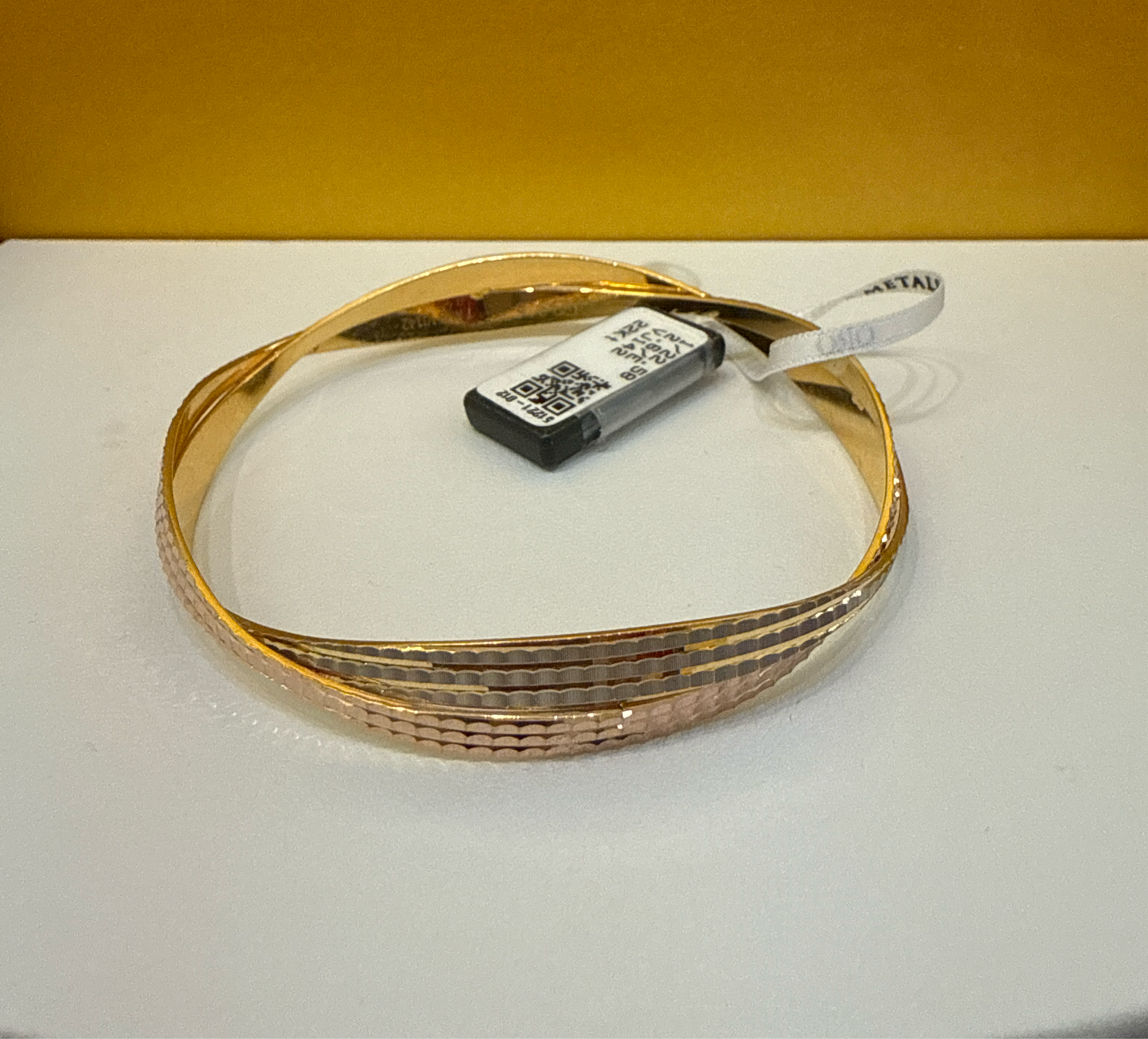 ORO Italian Designer 22K in two Color Rose Gold and Rhodium Plated Stackable Bangle 2.6 inches - 22.58g SKU:BR0076O