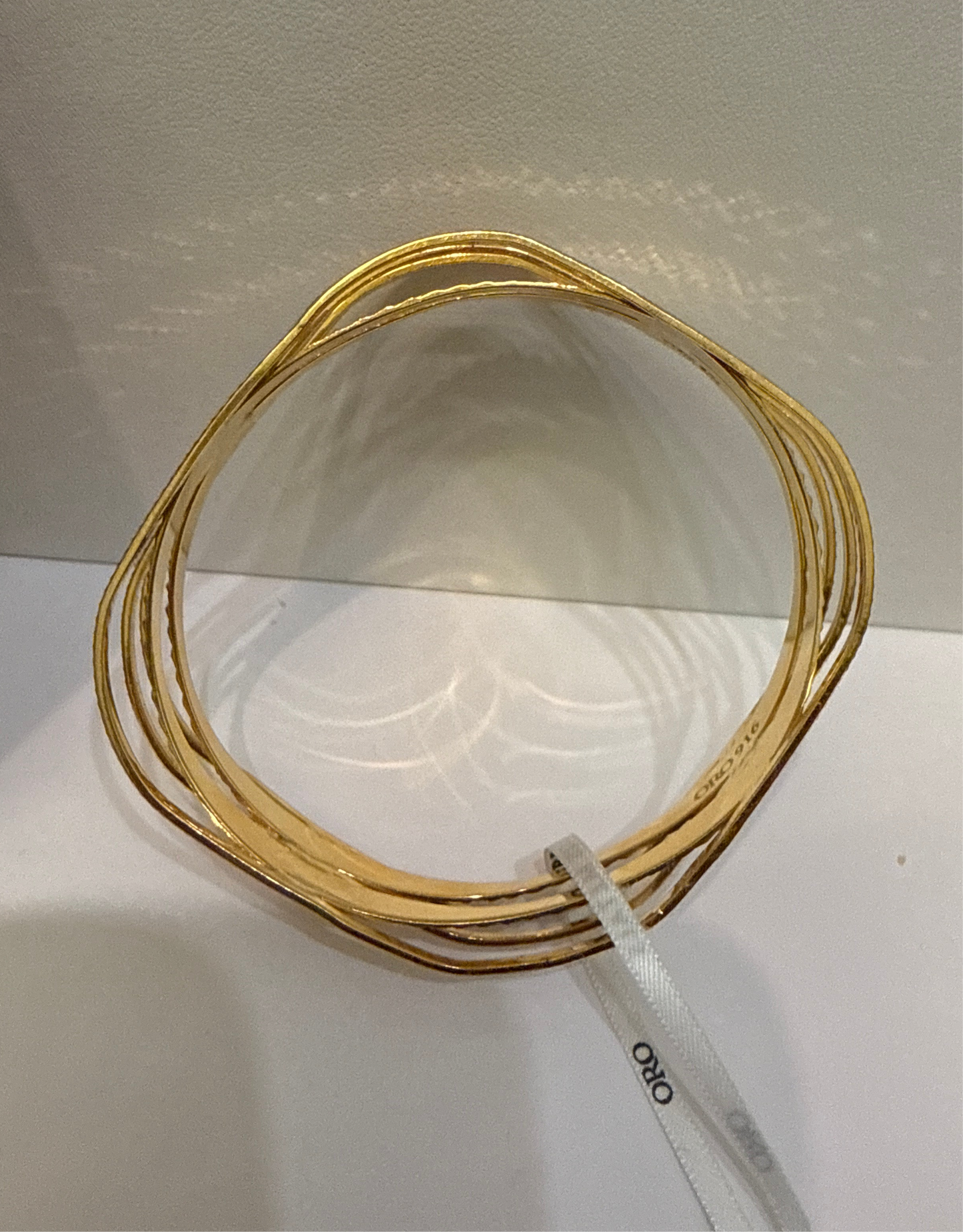 Oro - Italian Designer 22K in two Color Gold and Rhodium Plated Stackable Bangle. 33.01g, 2.6 inches - SKU: VJ214