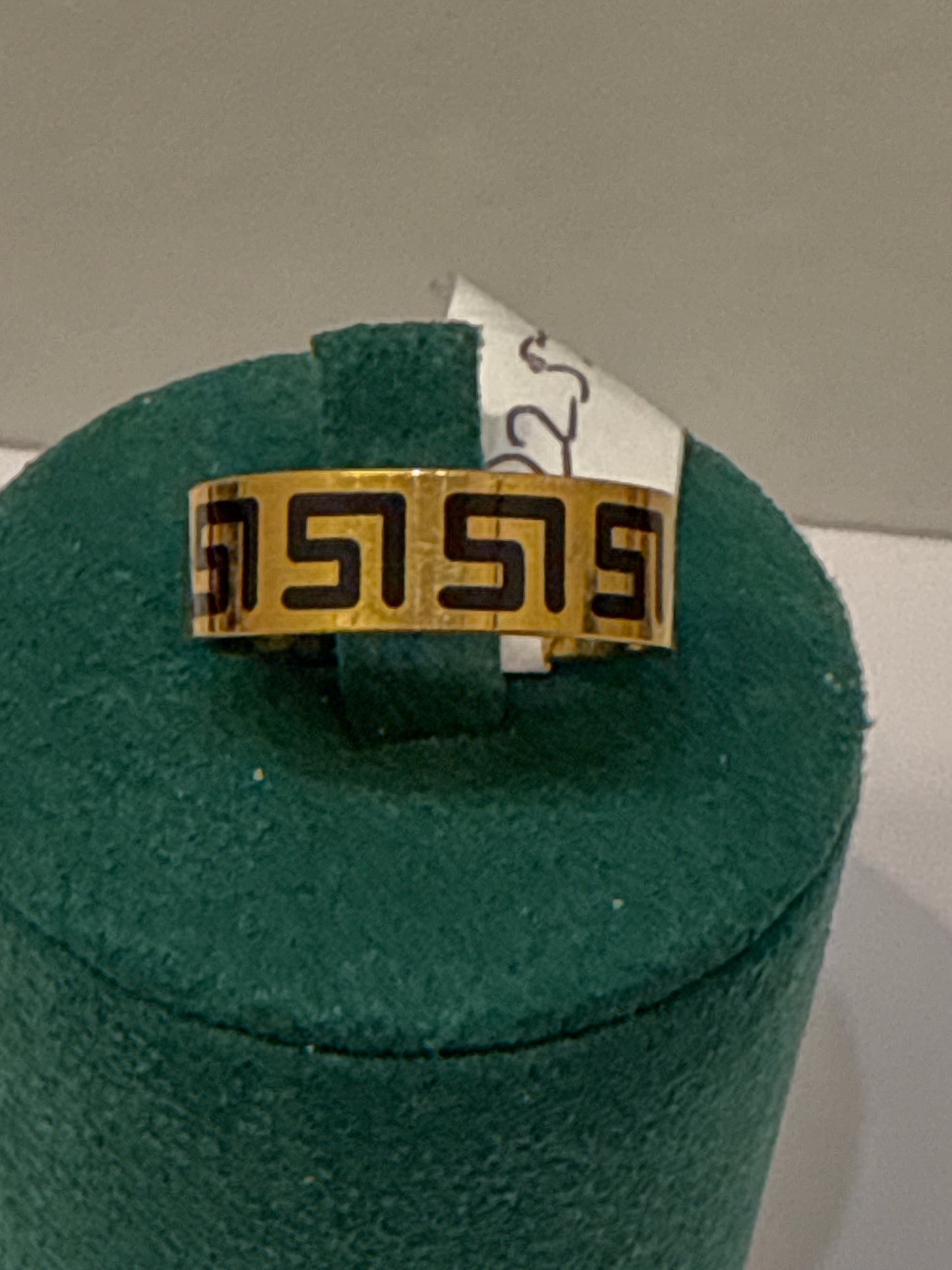 Wedding Band with Greek Key Scroll Designer Inspired in 22K Gold Size 7.5, 5.7g SKU: R0218M