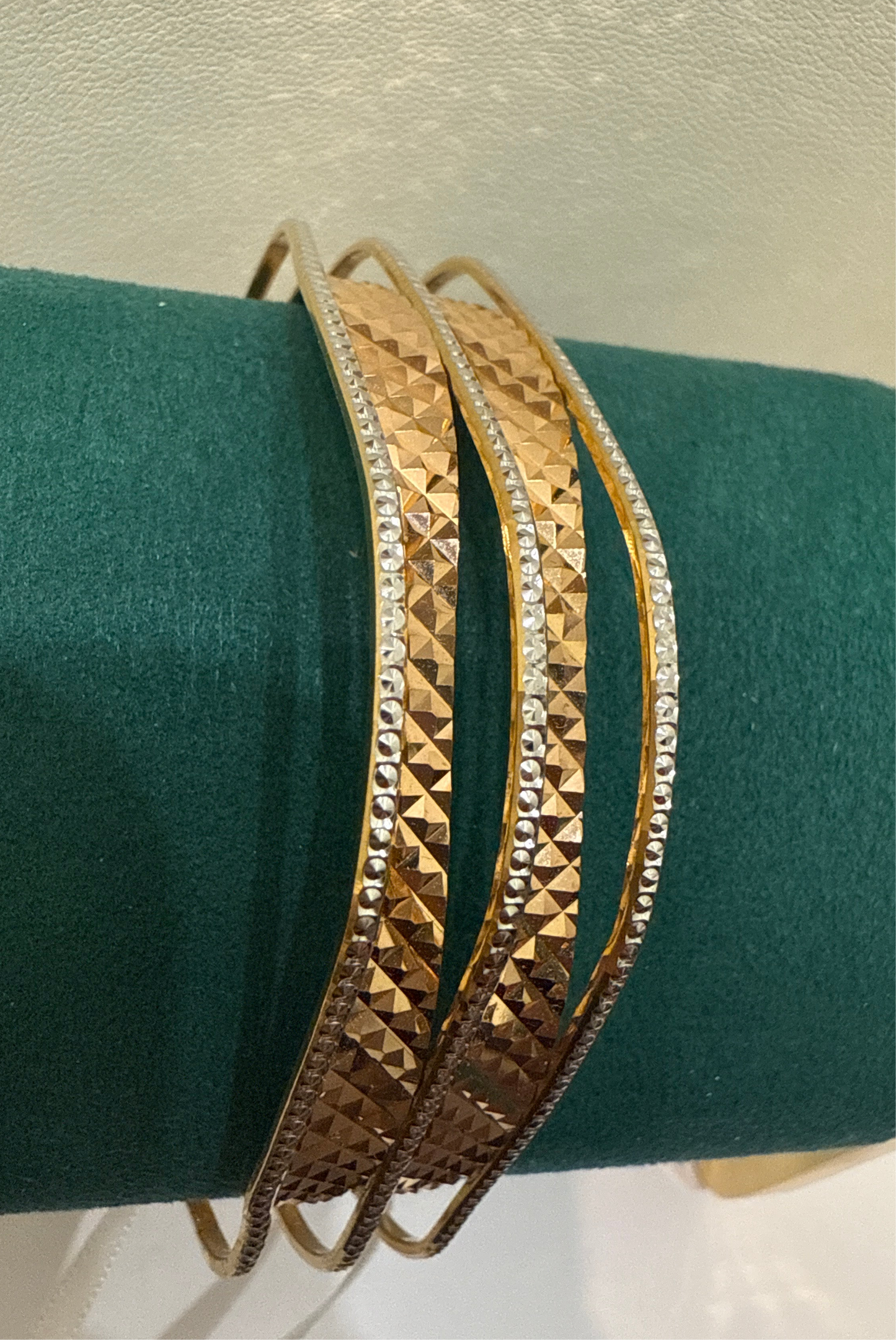 Oro - Italian Designer 22K in two Color Gold and Rhodium Plated Stackable Bangle. 33.01g, 2.6 inches - SKU: VJ214