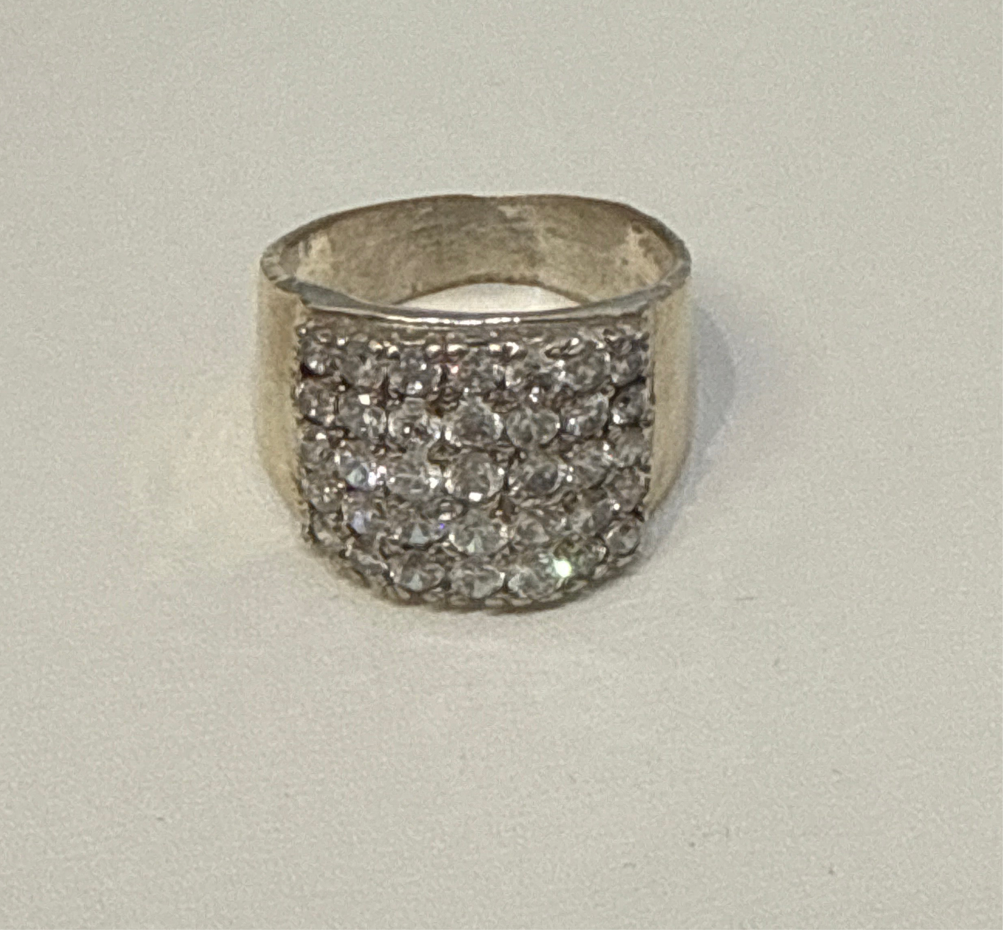 Mens Polished Silver 10 CT White Sapphire Special Order Size 11 Weight: 8.9g SKU: R209MS