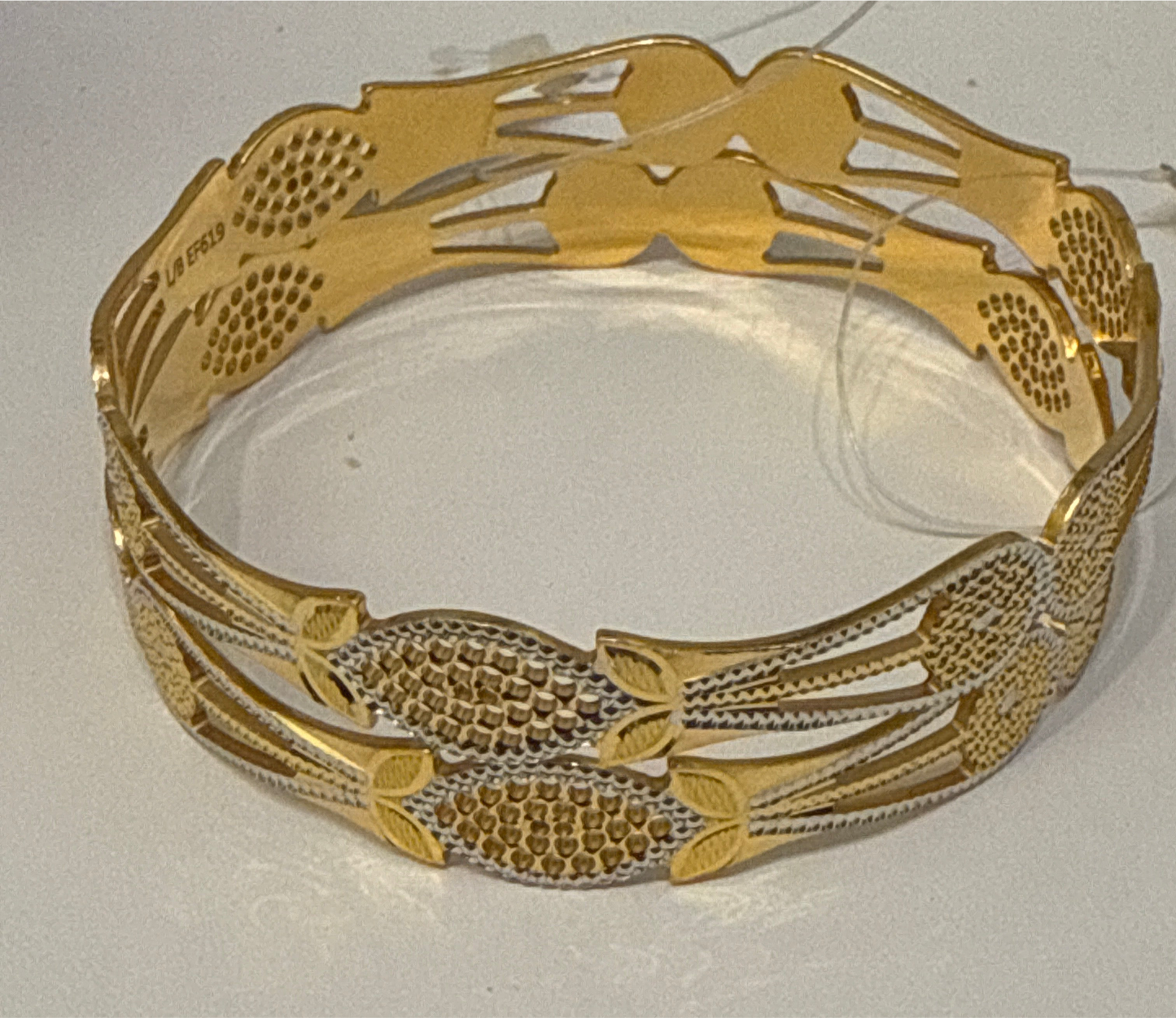 Oro - Italian Designer 22K in two Color Gold and Rhodium Plated Stackable Bangle. 20.35g, 2.6 inches - SKU: BR075