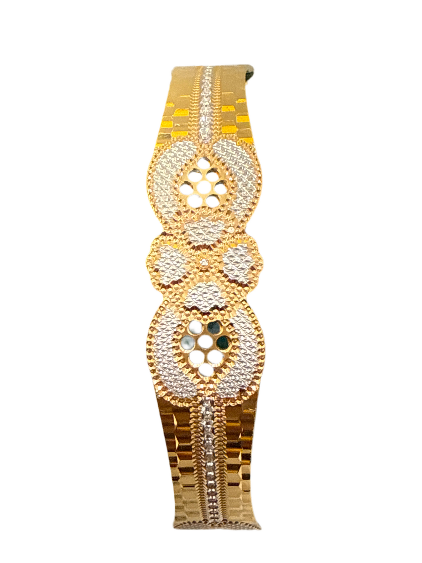 Italian Designer 22K in two Color Rose Gold and Rhodium Plated Stackable Bangle 2.6 inches - 27.4g SKU:BR0077O