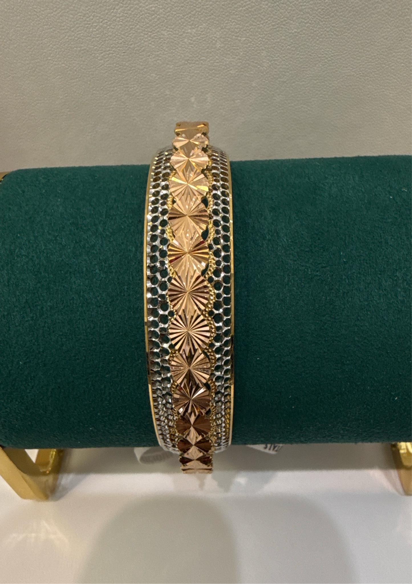 ORO Italian Designer 22K in two Color Rose Gold and Rhodium Plated Stackable Bangle 2.6 inches - 33.3g SKU:BR007O