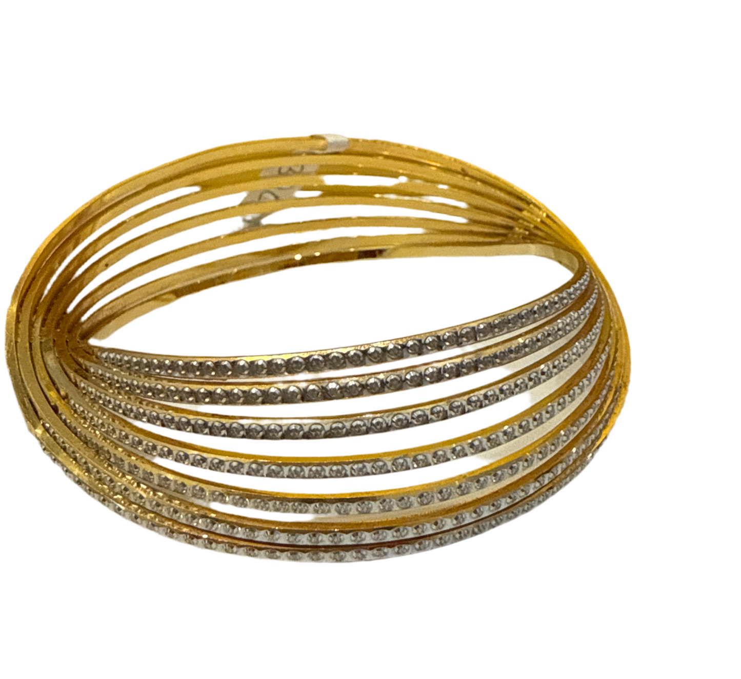Custom Designe 22K in Yellow Gold and Decorated with Rhodium Plating VIP Bangle 2.8 - 56g SKU:BR0017G