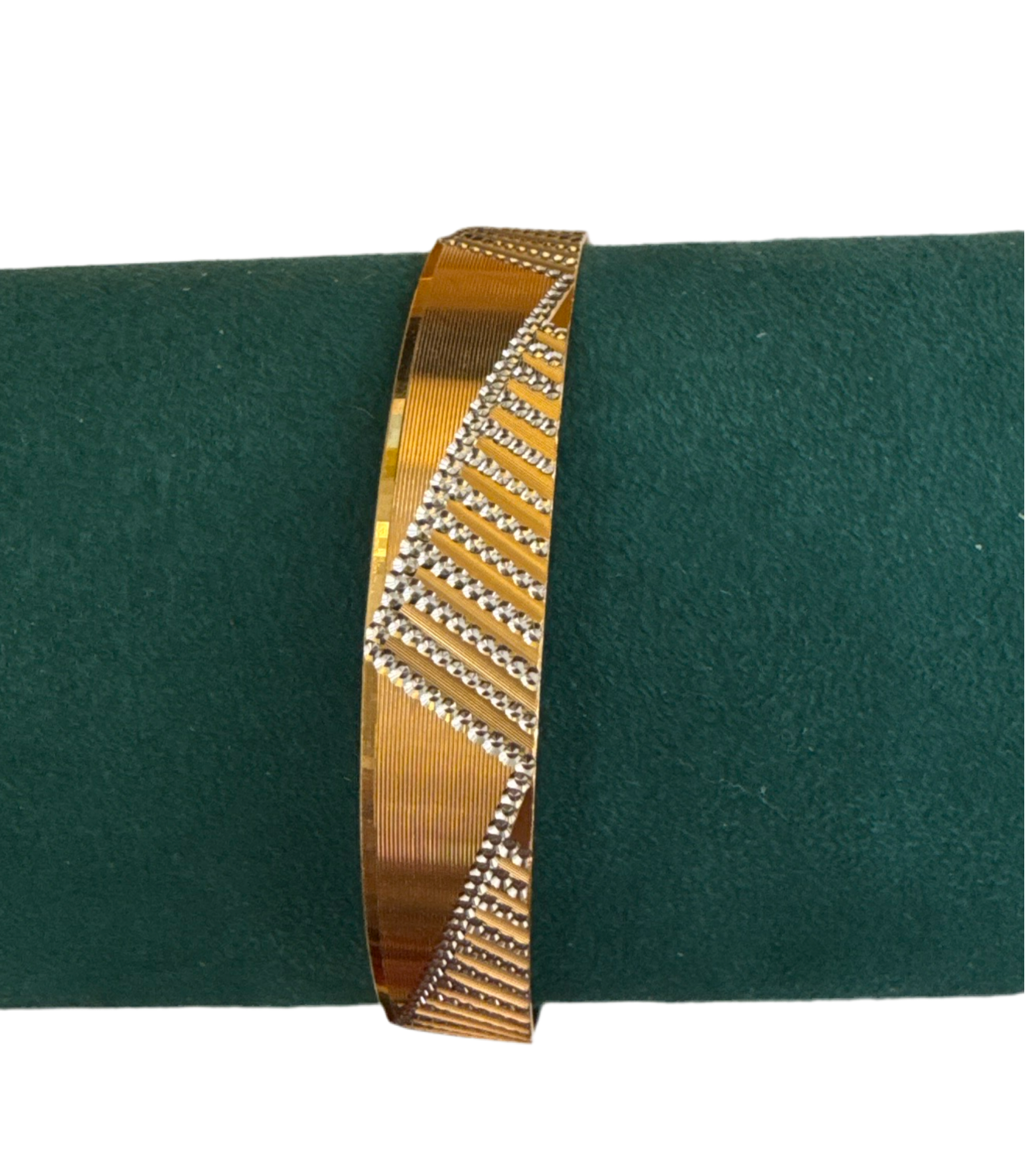 ORO Italian Designer 22K in two Color Rose Gold and Rhodium Plated Stackable Bangle 2.6 inches - 24.7g SKU:BR0059O