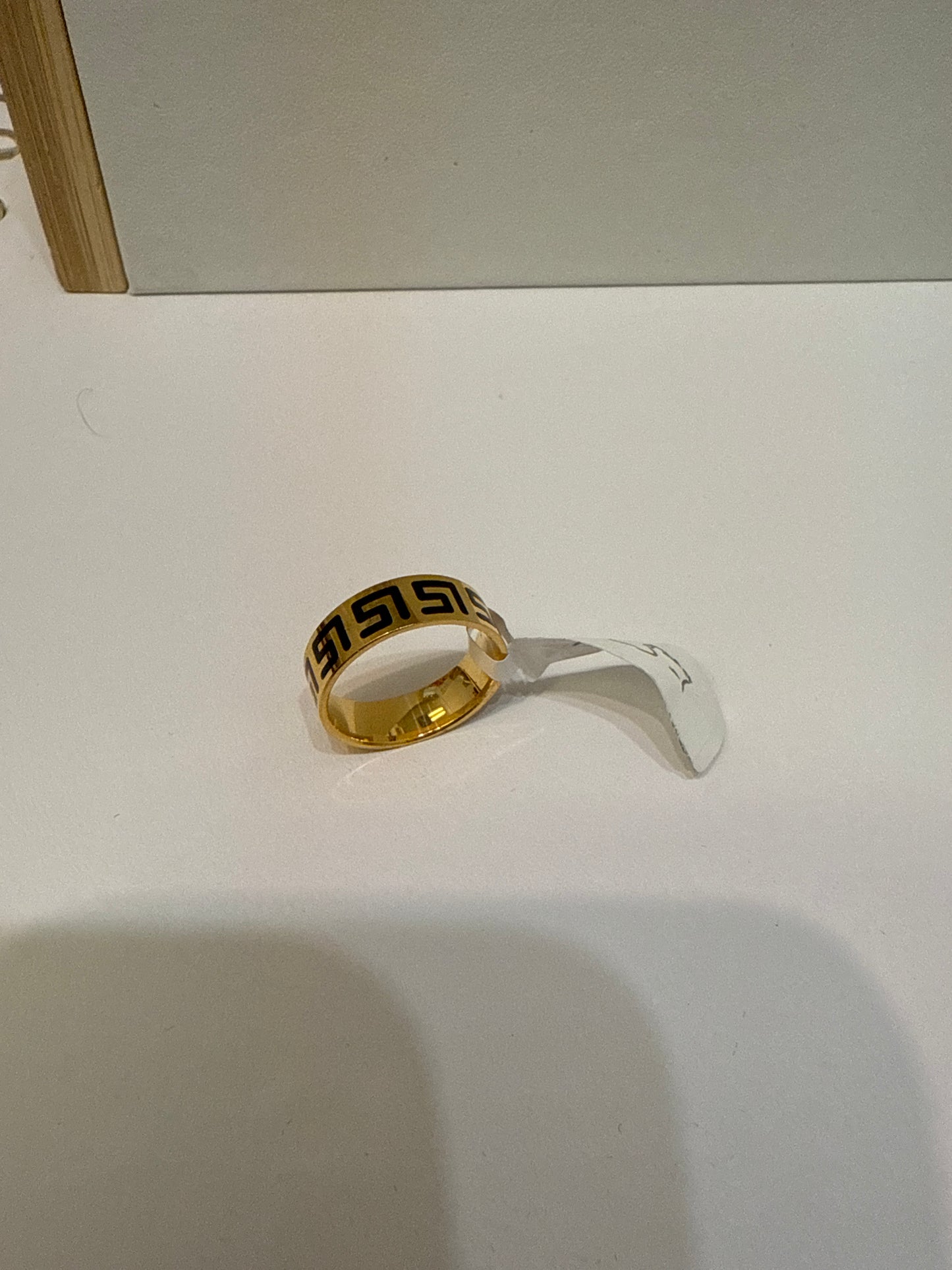 Wedding Band with Greek Key Scroll Designer Inspired in 22K Gold Size 7.5, 5.7g SKU: R0218M