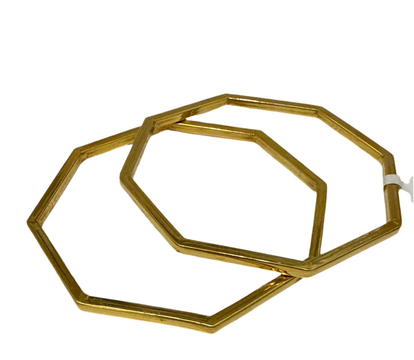 One-of-a-kind custom Design Hexagon shaped in 22K Gold Stackable Bangle. 2.10 inches - 15.6g SKU:BA014