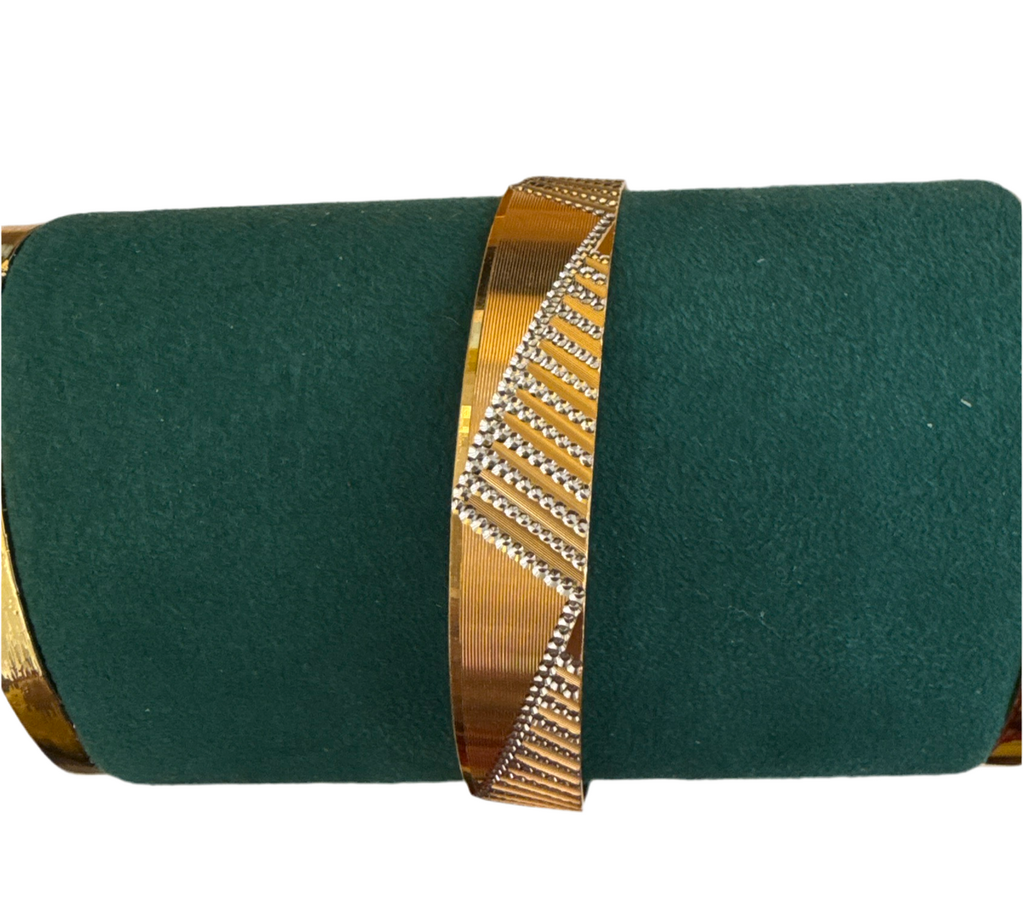 ORO Italian Designer 22K in two Color Rose Gold and Rhodium Plated Stackable Bangle 2.6 inches - 24.7g SKU:BR0059O
