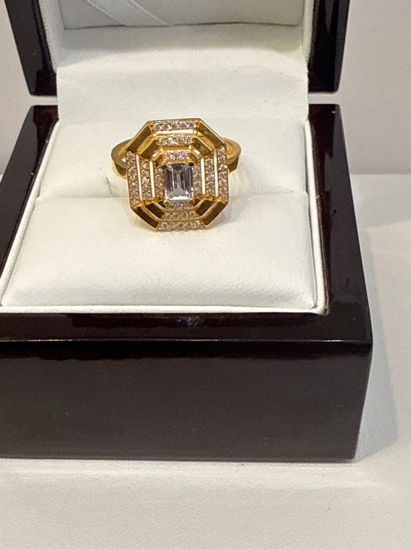 Modern Style Ring Solitaire 1.5 CT, White Spinel 0.5 CT, 22K Gold Size: 8, Weight: 4.1, SKU:R175