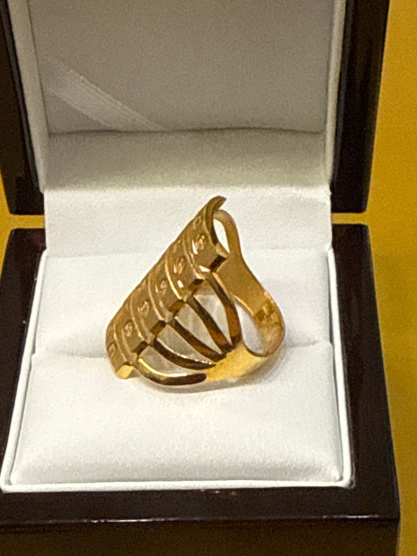 Timeless Design Knuckle Wedding or Party Ring with Elegant Modern Twist 22K Gold Size 8, 7.1g SKU: R0201W