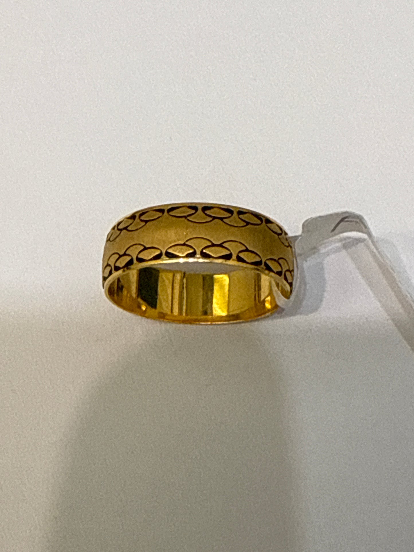 Wedding Band with Matt Polish and Black Enamel Design in 22K Gold Size 11.5, 6.3g SKU: R0214M