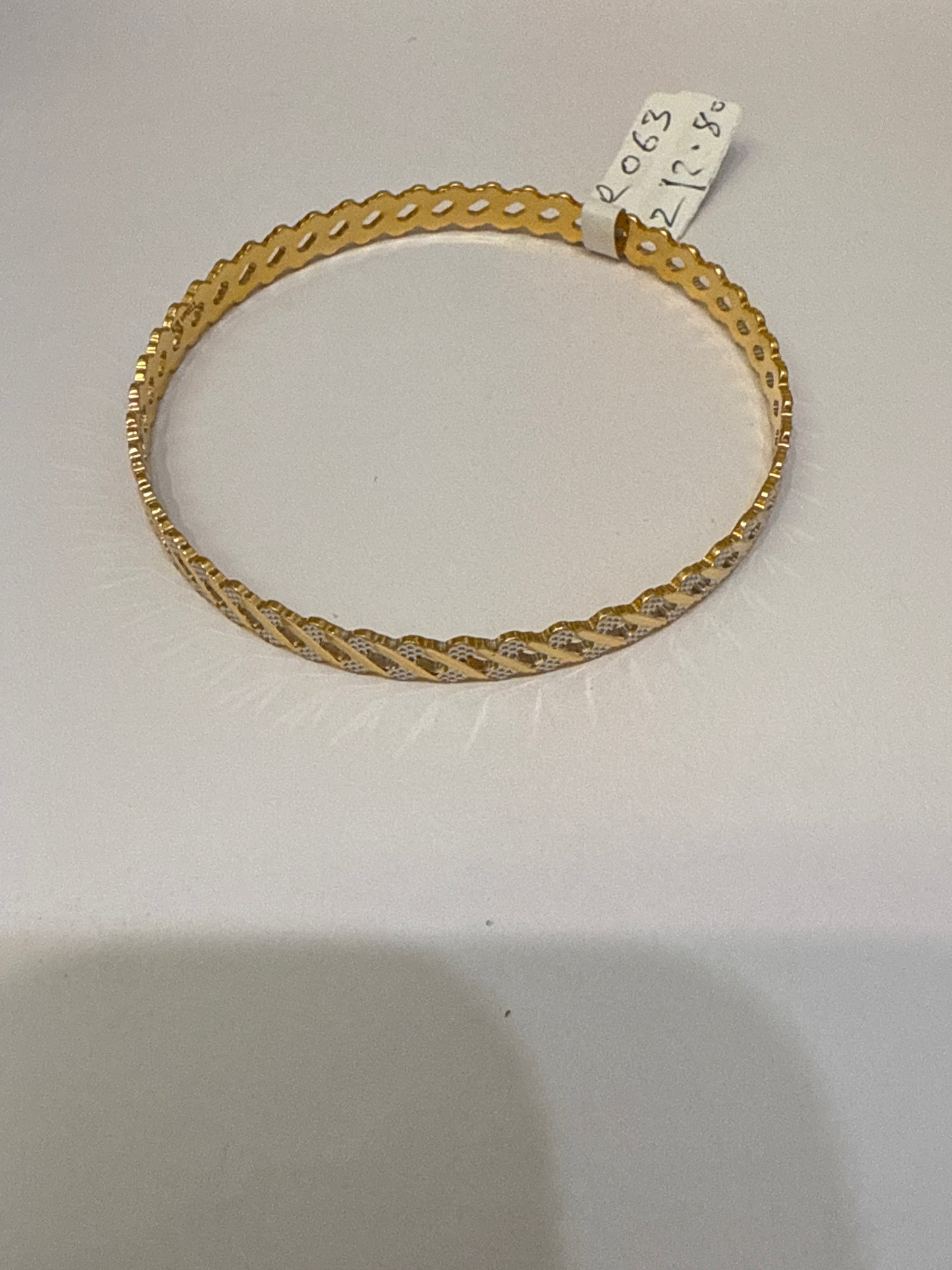 Oro - Italian Designer 22K in two Color Gold and Rhodium Plated Stackable Bangle. 2.6 inches - 12.80g SKU:BR063