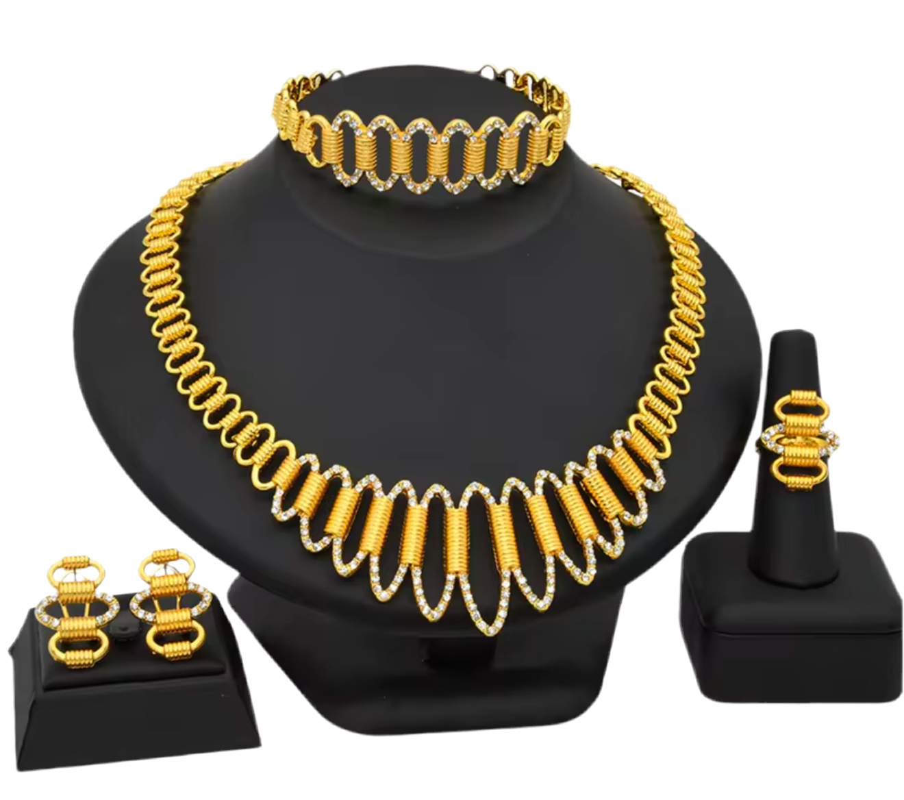 1 Gram 24k Gold Plated Sterling Silver Modern Set 3827