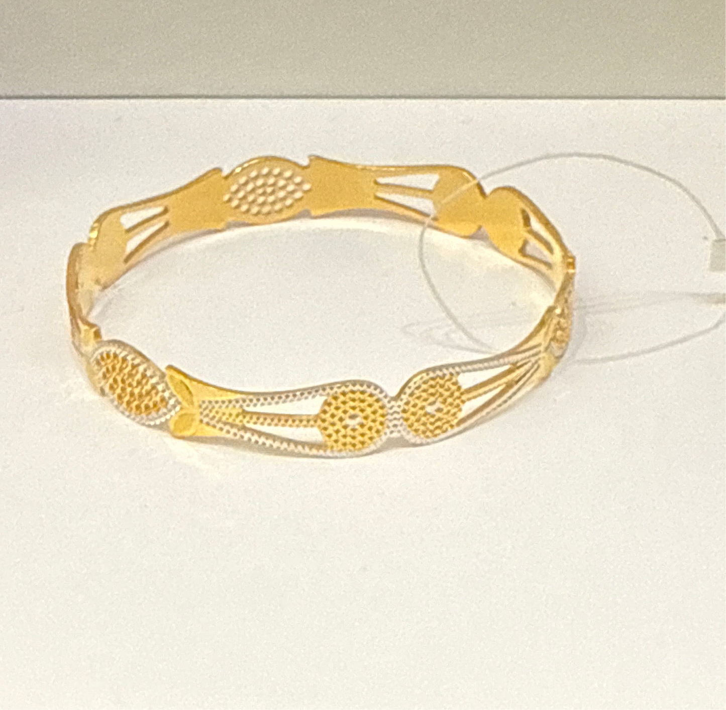 Oro - Italian Designer 22K in two Color Gold and Rhodium Plated Stackable Bangle. 20.35g, 2.6 inches - SKU: BR075