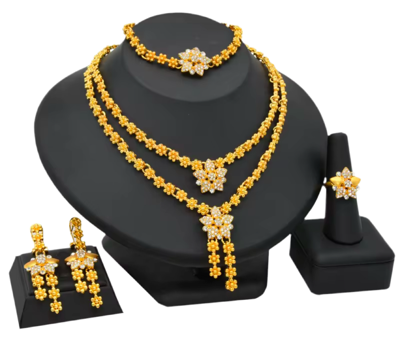 1 Gram 24k Gold Plated Sterling Silver Modern Set 3828