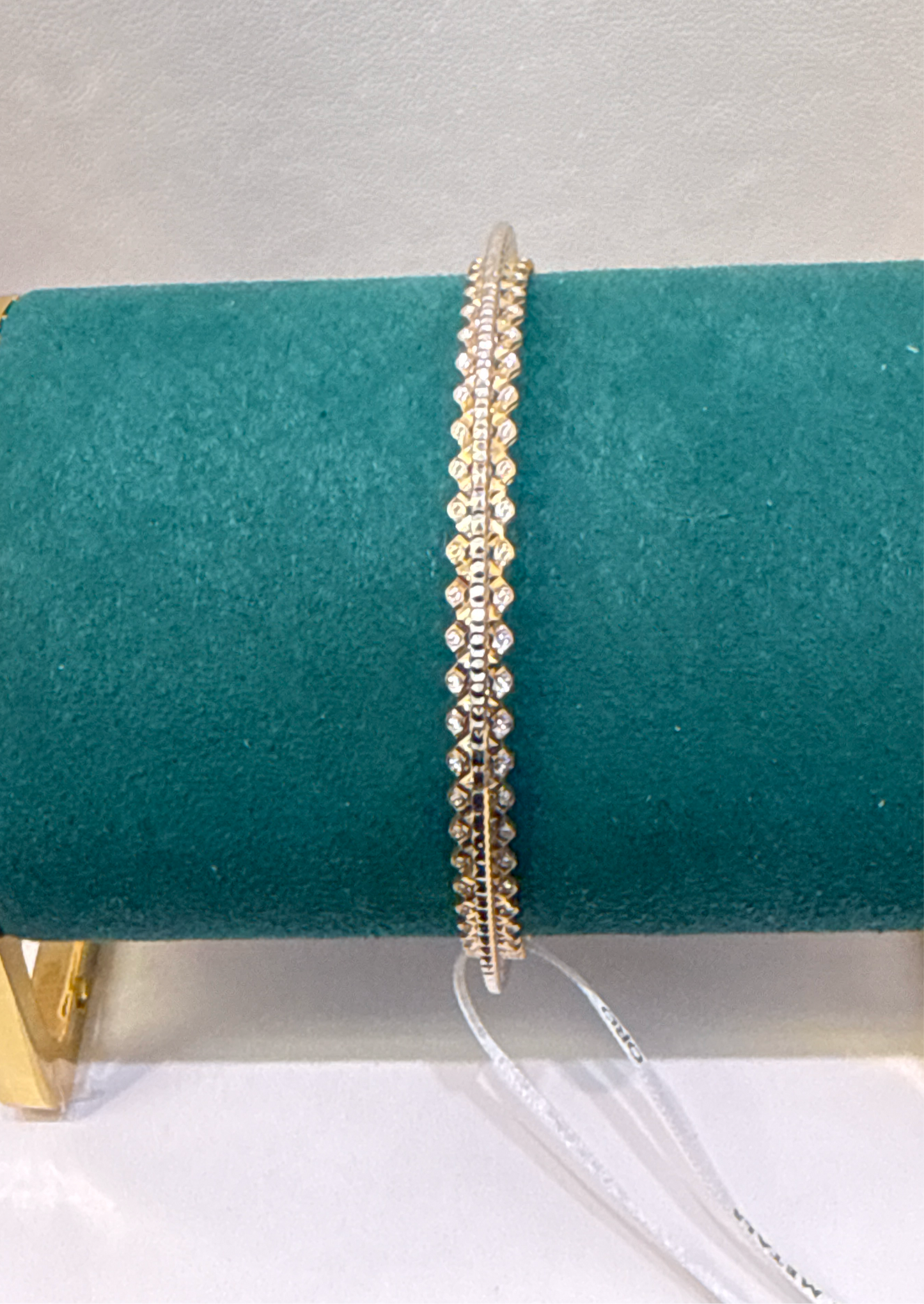 ORO Italian Designer 22K in two Color Yellow Gold and Rhodium Plated Stackable Bangle 2.6 inches - 28.96g SKU:BR0016O