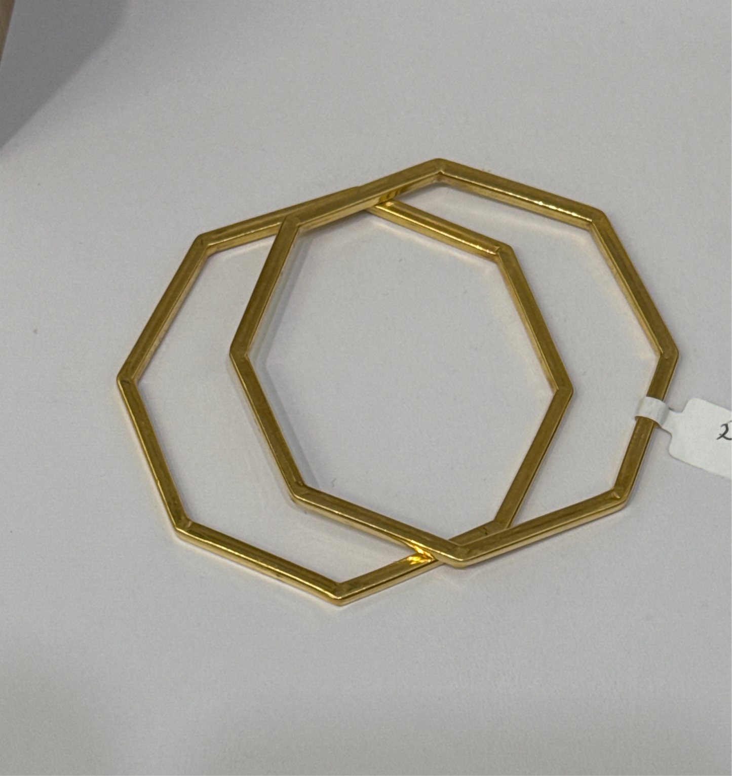 One-of-a-kind Custom Design Hexagon shaped in 22K Gold Stackable Bangle. 2.10 inches - 15.2g SKU:BA014