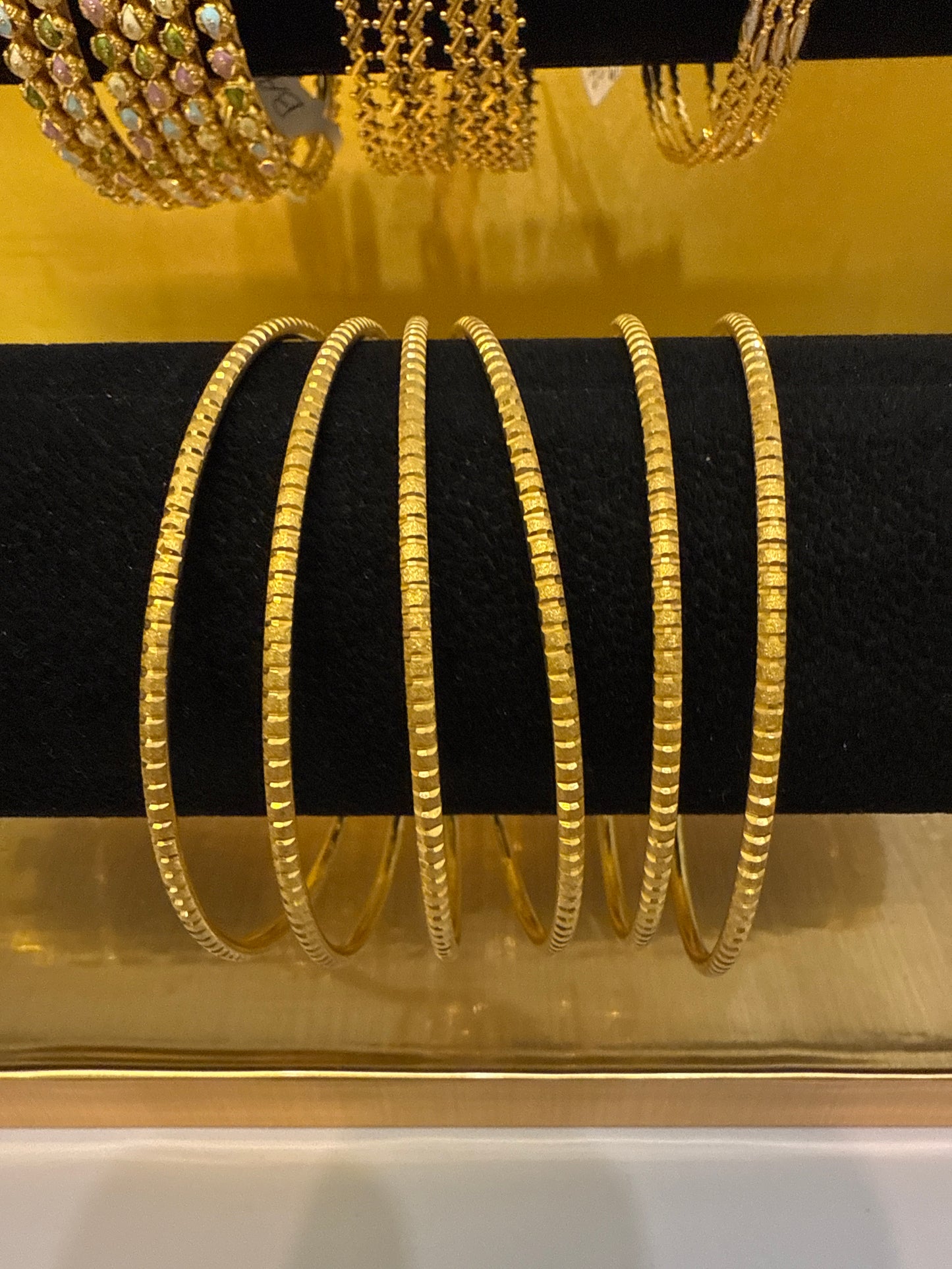 22K Gold Handmade Wedding 6 Bangles 87.8g Size 2.9 SKU: BA011S
