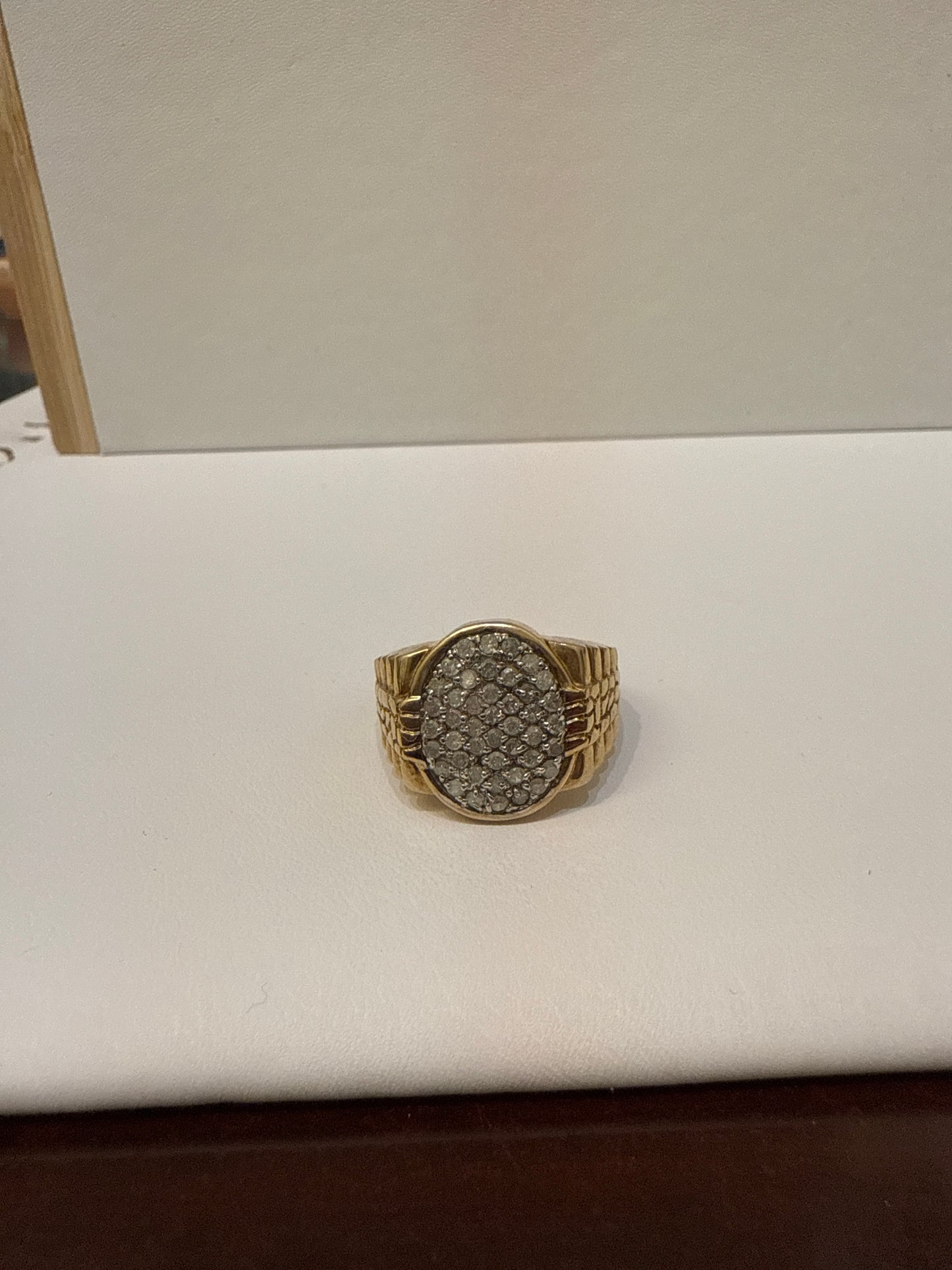 Men’s Ring with Classic Watch Strap Design and 2CT H Diamonds 10K Gold with Black Spinel Stones Size 11, 7.2g SKU: R0207M