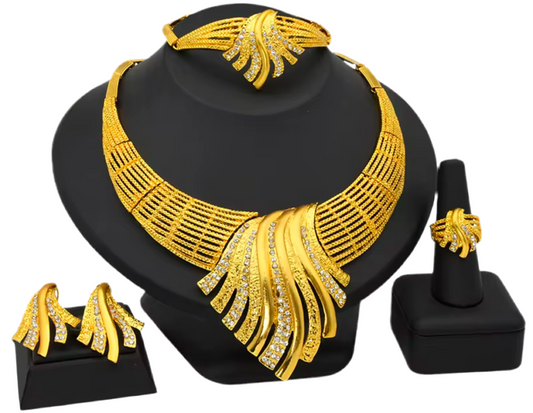 1 Gram 24k Gold Plated Sterling Silver Modern Set 3821