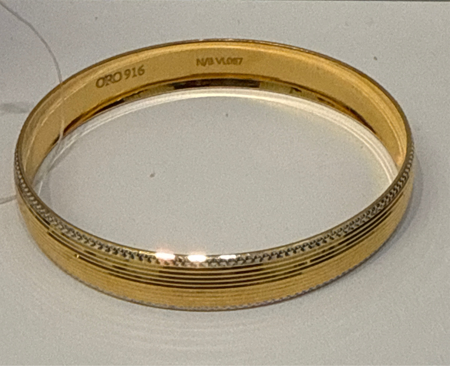 Oro - Italian Designer 22K in two Color Gold and Rhodium Plated Stackable Bangle. 23.28g, 2.6 inches - SKU: BR065
