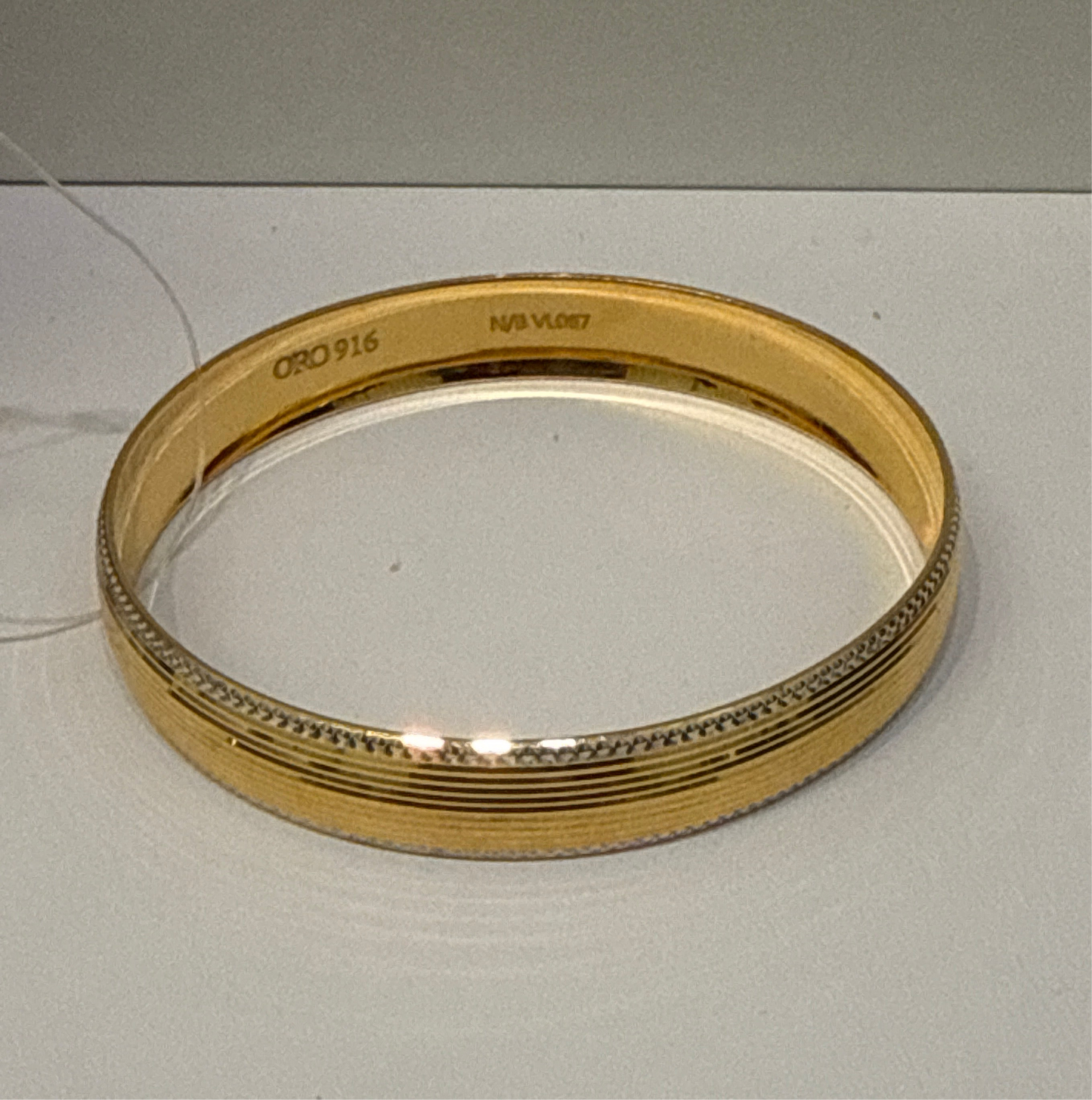 Oro - Italian Designer 22K in two Color Gold and Rhodium Plated Stackable Bangle. 23.28g, 2.6 inches - SKU: BR074