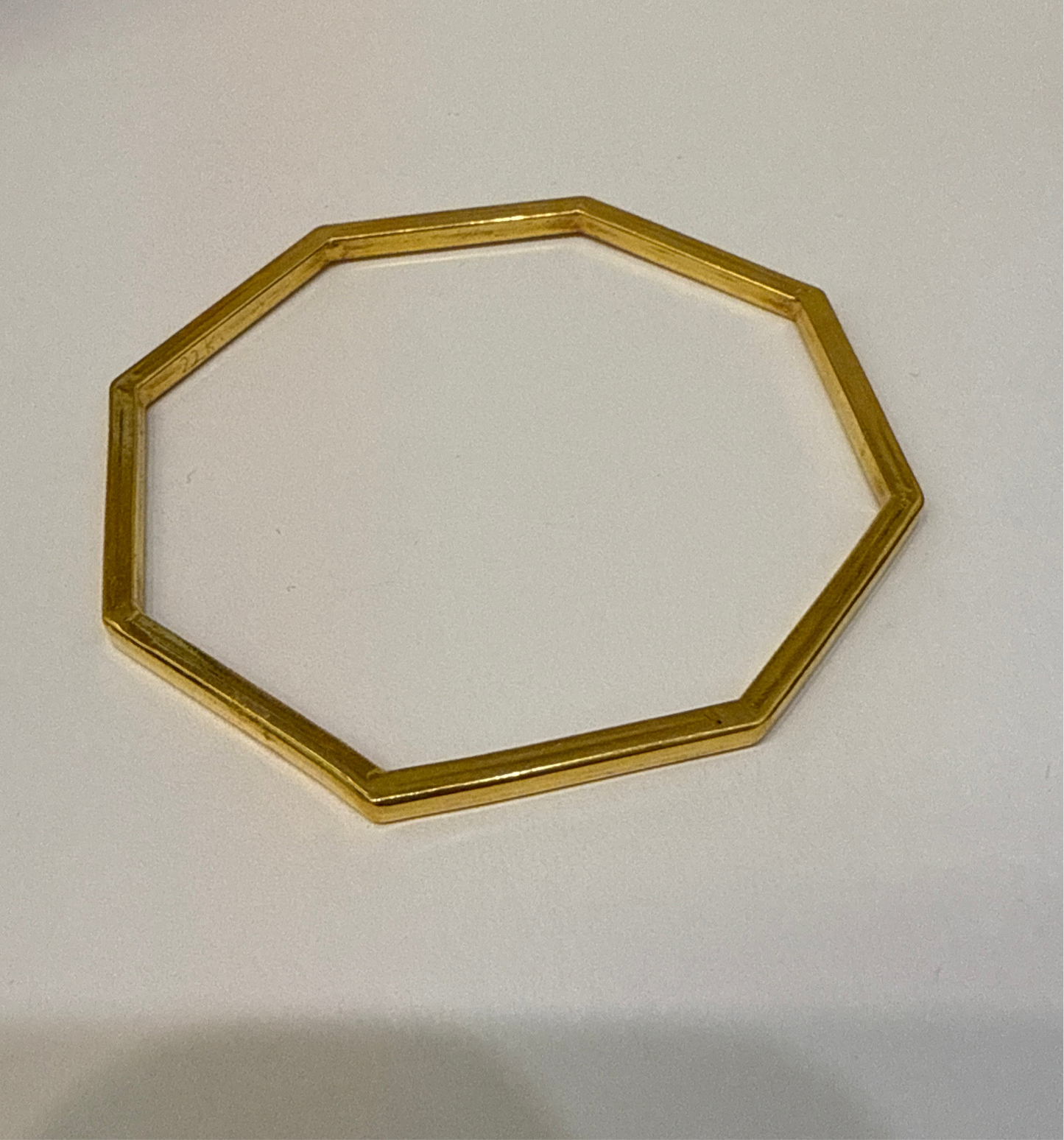 One-of-a-kind Custom Design Hexagon shaped in 22K Gold Stackable Bangle. 2.10 inches - 15.2g SKU:BA014
