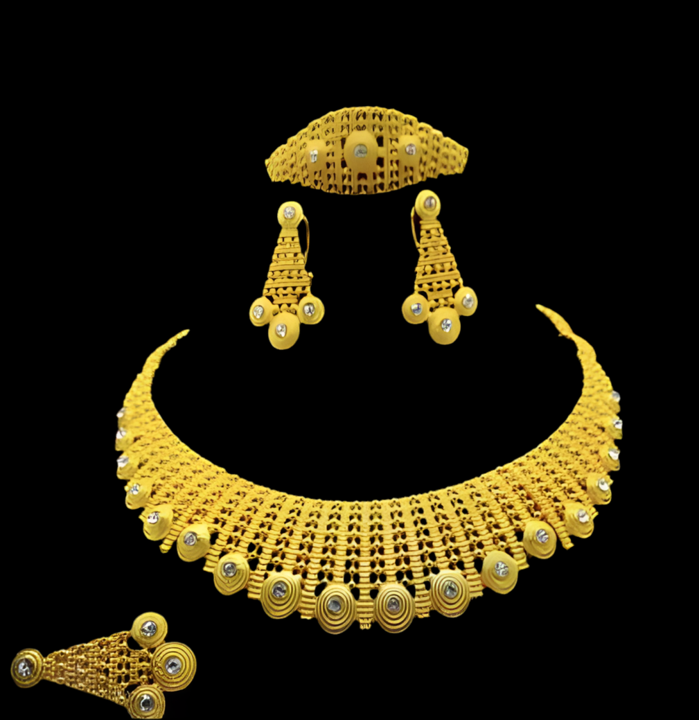 1 Gram 24k Gold Plated Sterling Silver Modern Set 38202