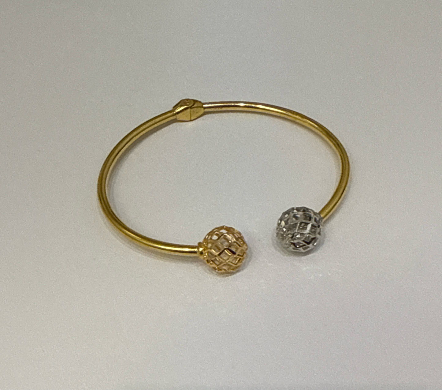 Designer Inspired Global Peace BRACELET in 22K Yellow Gold with Rose Gold and Rhodium Accent Globes Easy on - 8.7g SKU:BR00048BB.