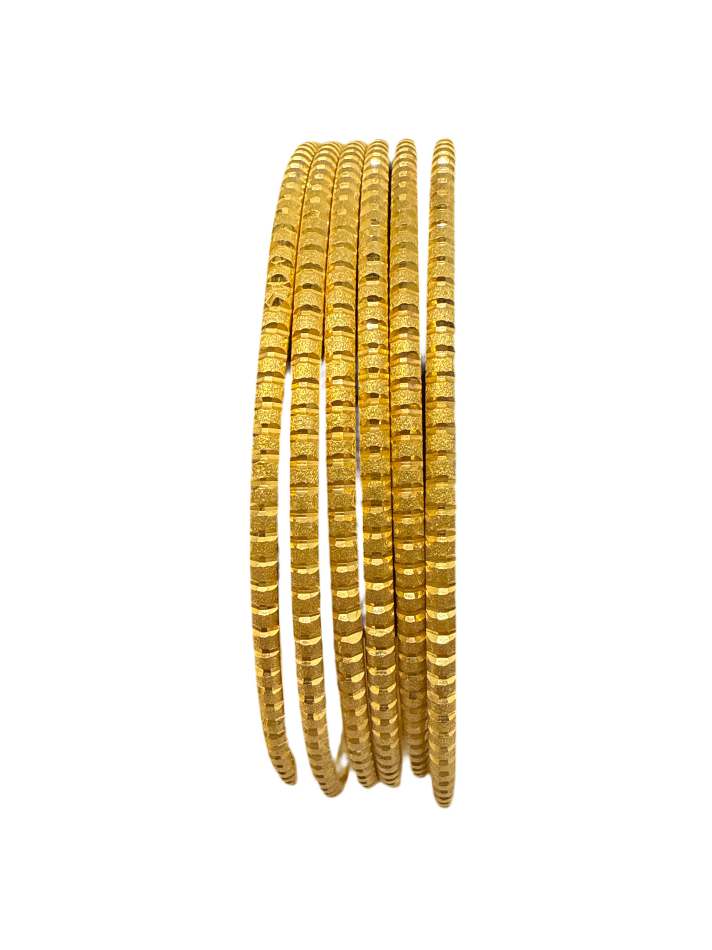 22K Gold Handmade Wedding 6 Bangles 87.8g Size 2.9 SKU: BA011S