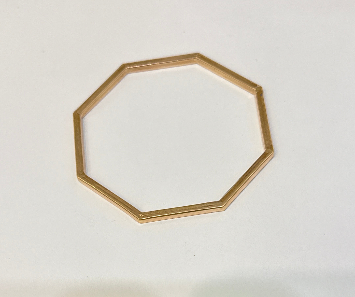 One-of-a-kind Custom Design Hexagon shaped Rose Gold Plated in 22K Gold Stackable Bangle. 2.10 inches - 15.1g SKU:BA014A