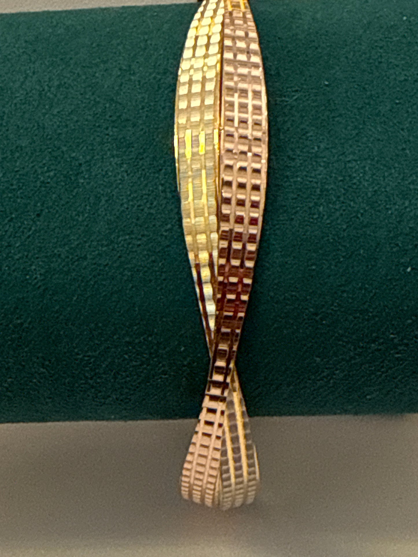 ORO Italian Designer 22K in two Color Rose Gold and Rhodium Plated Stackable Bangle 2.6 inches - 22.58g SKU:BR0076O