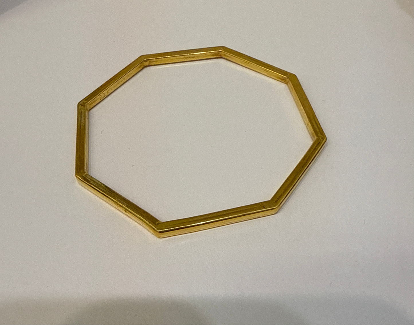 One-of-a-kind custom Design Hexagon shaped in 22K Gold Stackable Bangle. 2.10 inches - 15.6g SKU:BA014