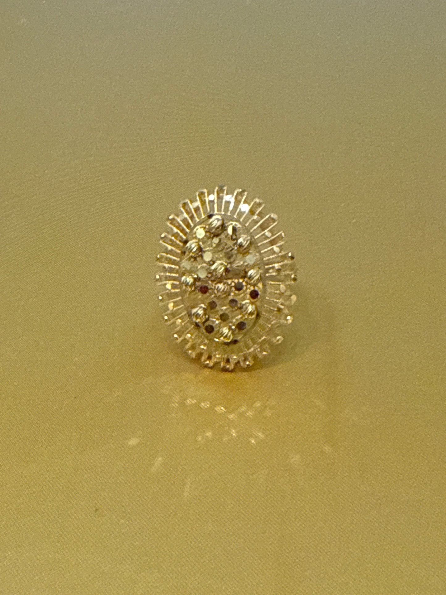 Oval Shaped Open Gallery with Filigree Italian Designer inspired Elegant Light a weight Party Ring with a Modern Twist with 22K Gold Size 8, 5.2g SKU: R0161W