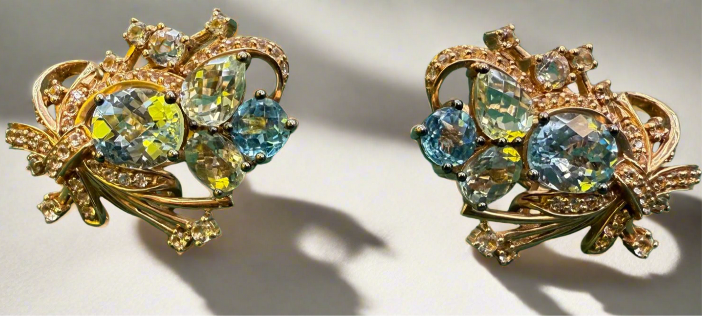 Le Vian Crazy Collection Topaz & Prasiolite earrings in 14k strawberry Rose Gold - made in USA