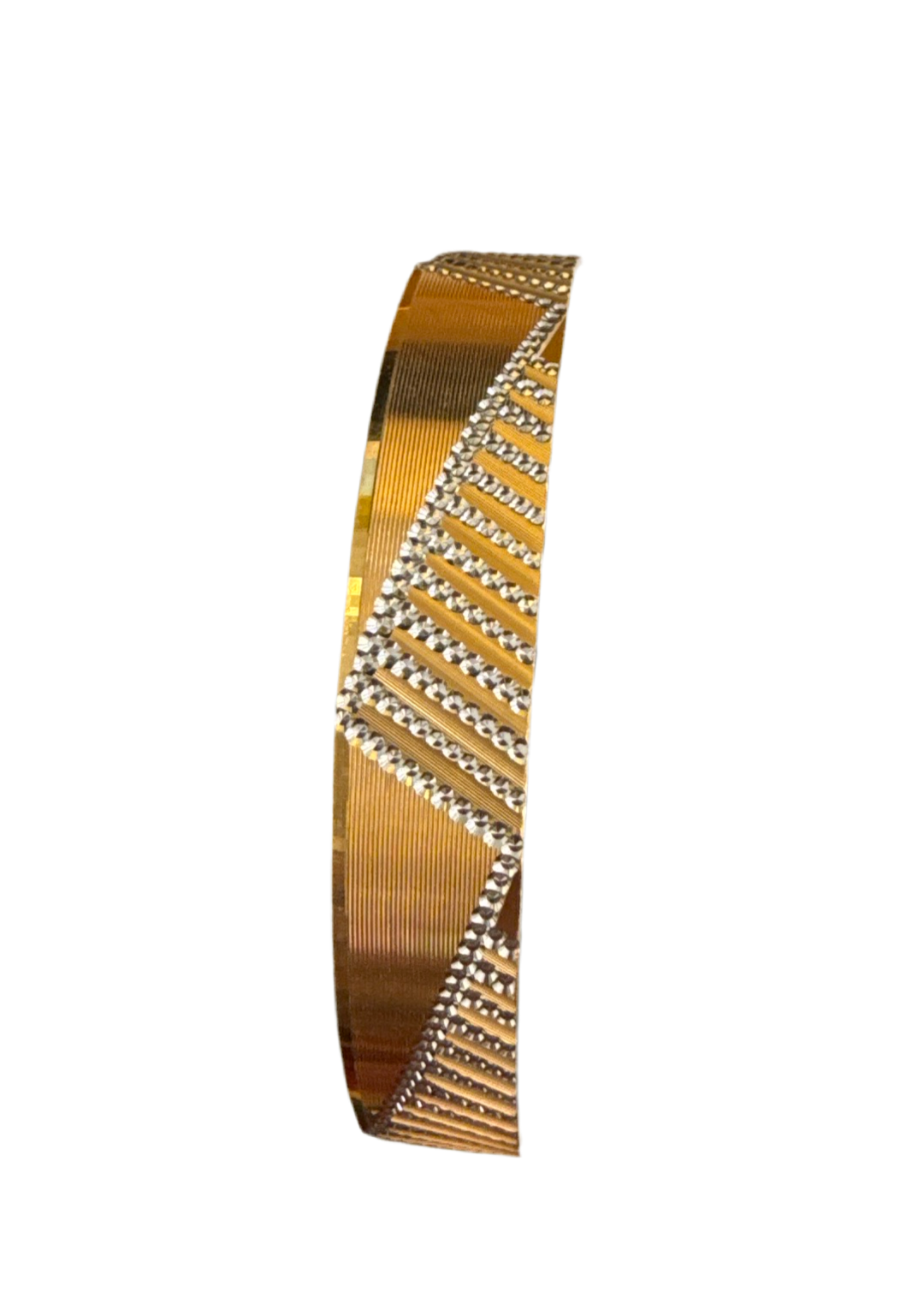 ORO Italian Designer 22K in two Color Rose Gold and Rhodium Plated Stackable Bangle 2.6 inches - 24.7g SKU:BR0059O