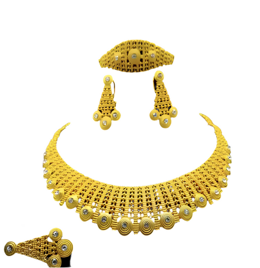 1 Gram 24k Gold Plated Sterling Silver Modern Set 38202