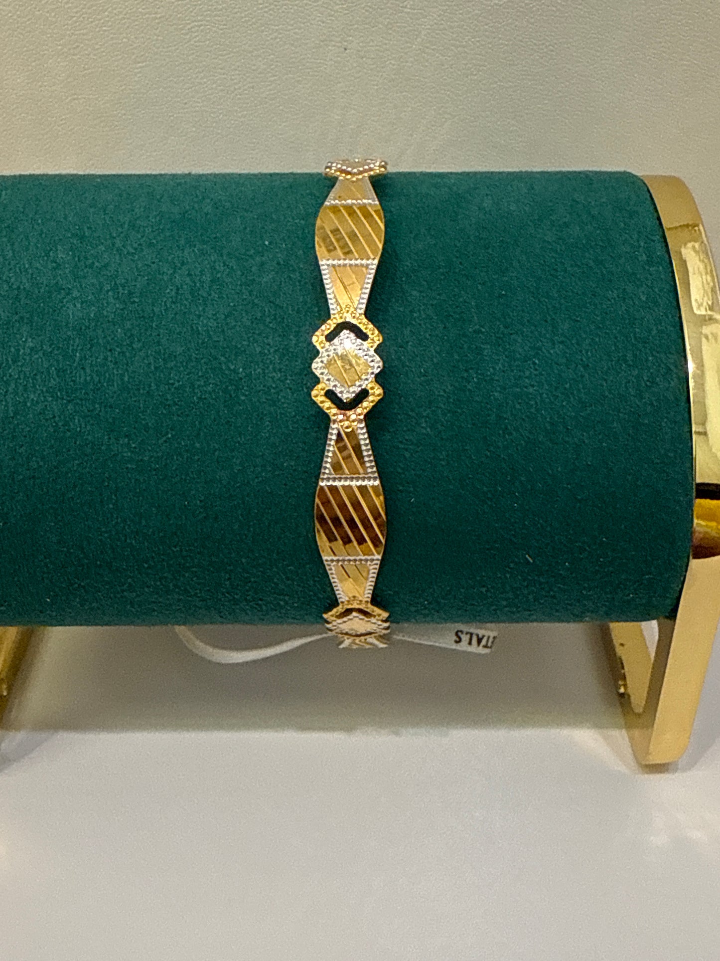 Oro - Italian Designer 22K in two Color Gold and Rhodium Plated Stackable Bangle. 2.6 inches - 16.14g SKU:BA021