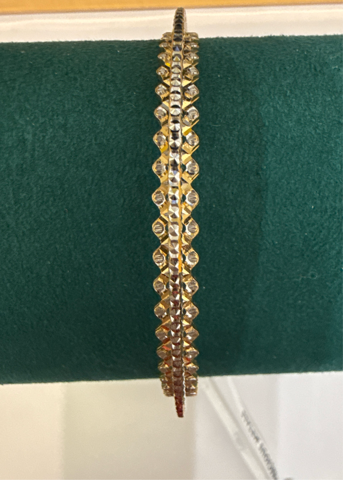 ORO Italian Designer 22K in two Color Yellow Gold and Rhodium Plated Stackable Bangle 2.6 inches - 28.96g SKU:BR0016O