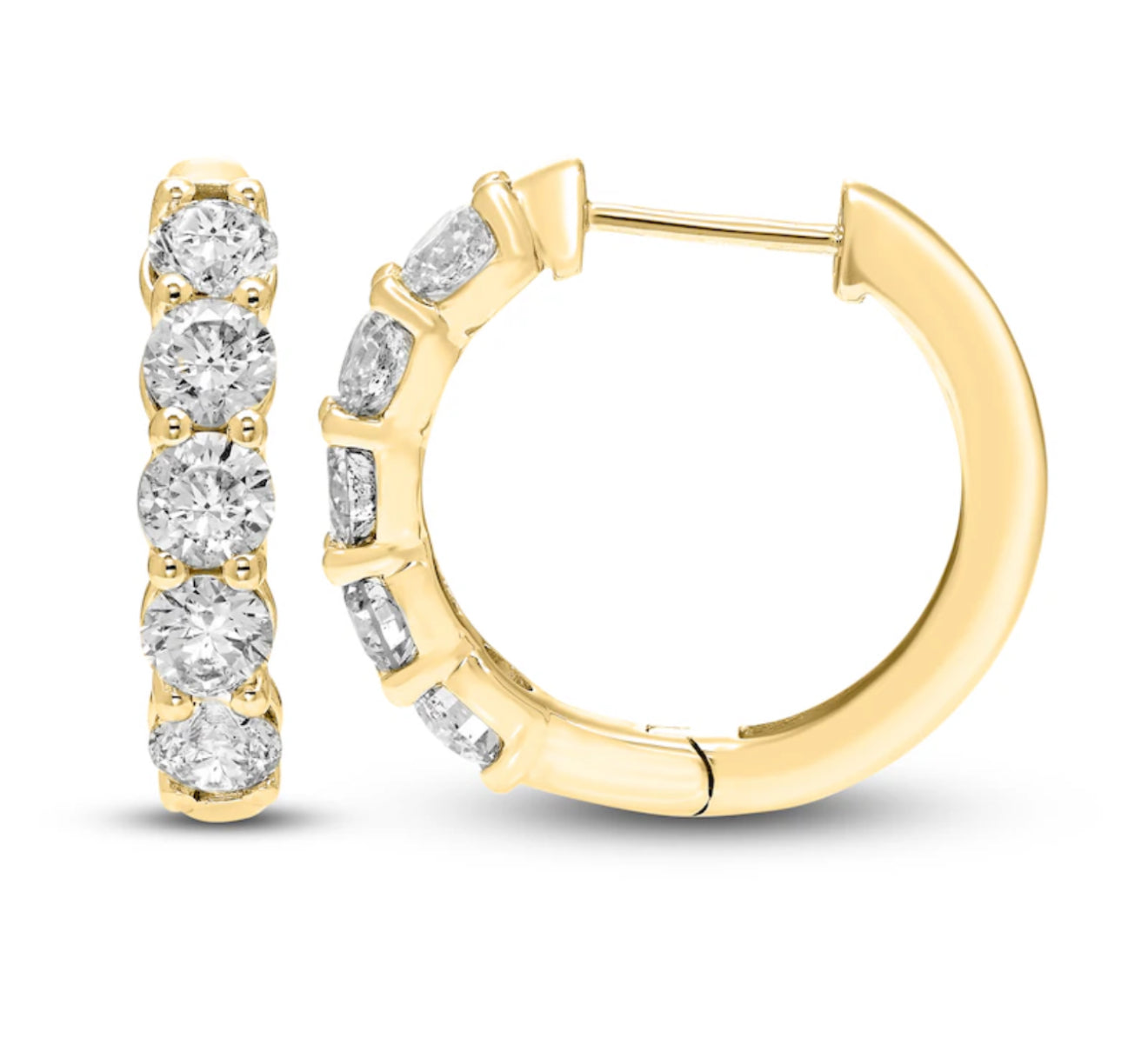 Diamond Hoop Earrings 1 ct tw 14K Yellow Gold