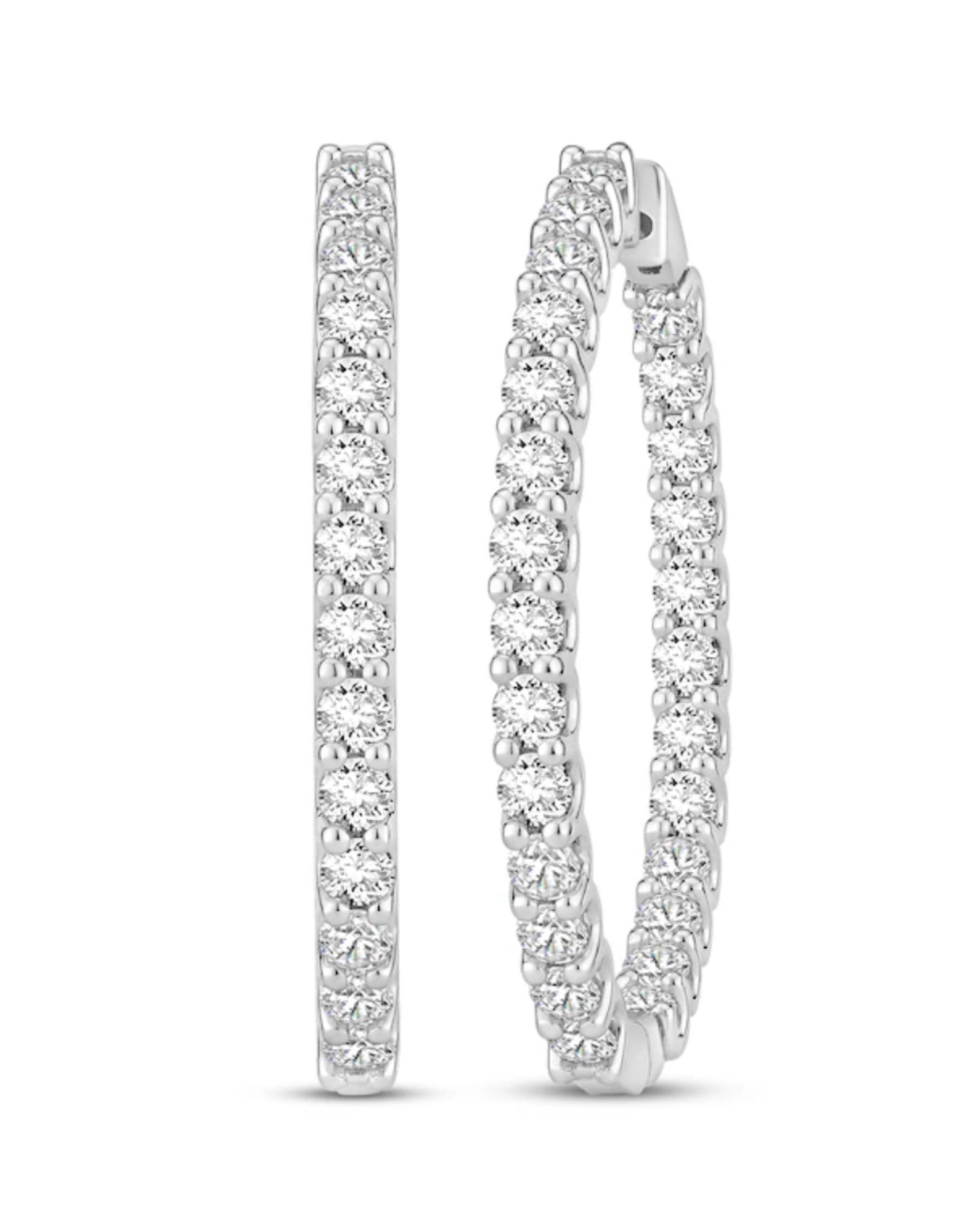Inside out Large VVS1, VVS2 - Color less F, G - 7 CT Diamond set in White Gold 