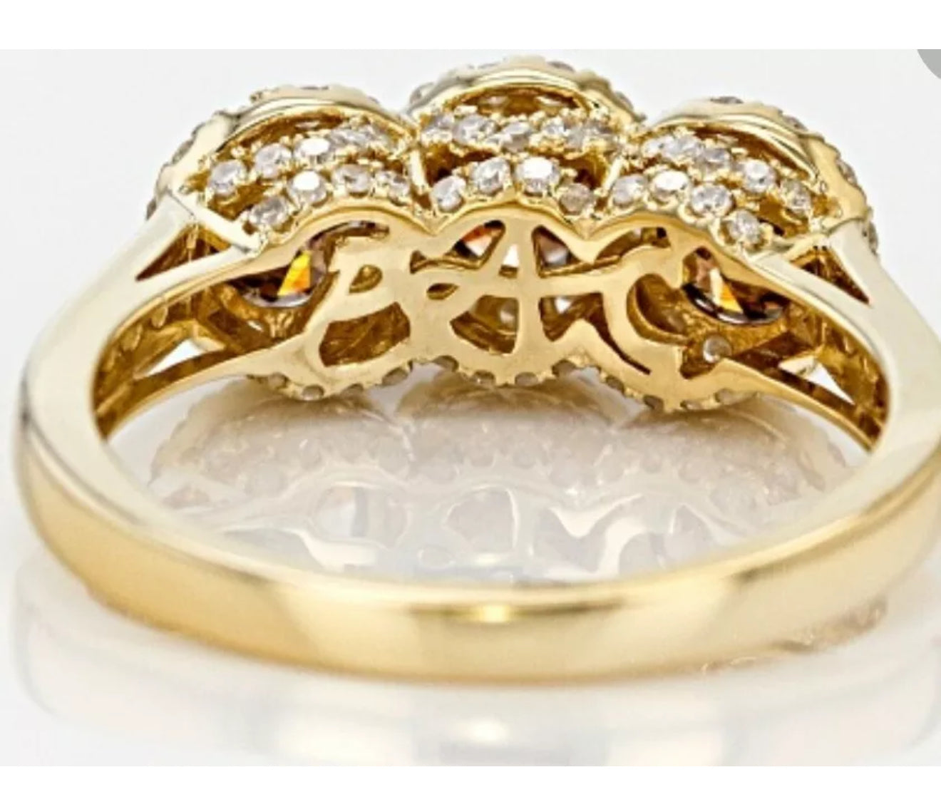 Champagne and White Diamond 14k Yellow Gold Ring 3.3 grams. 1.50ctw size 10 (can resize upon request)